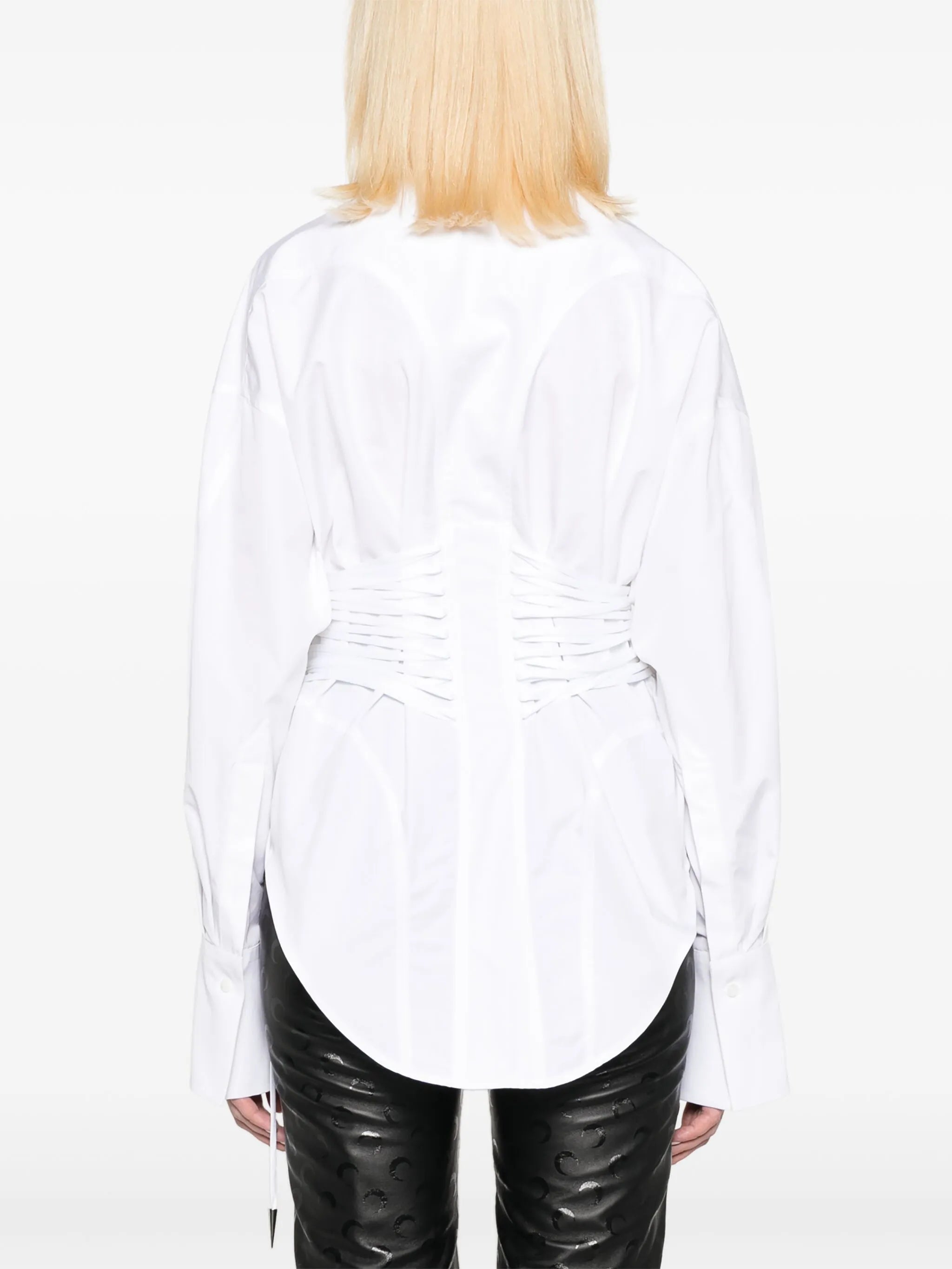 lace-detailed cotton shirt