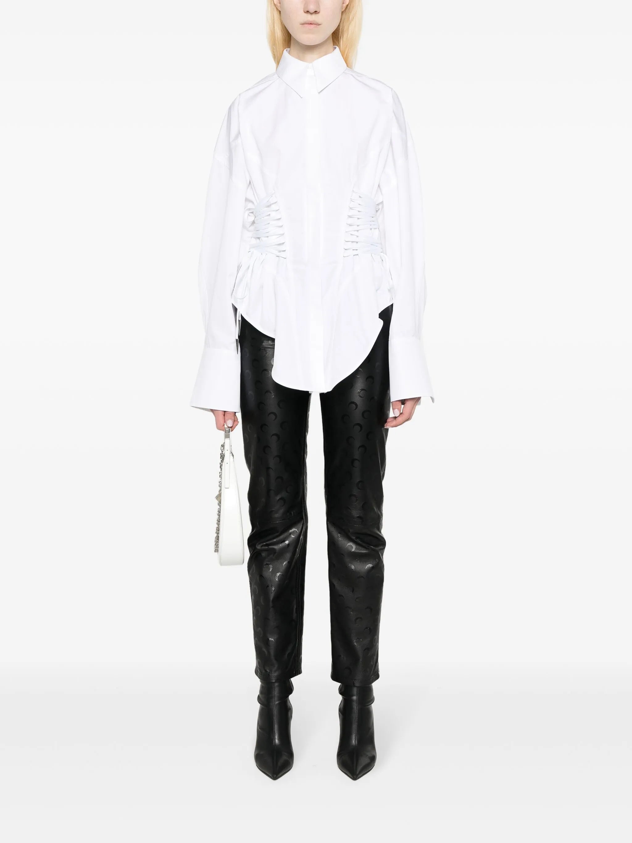lace-detailed cotton shirt