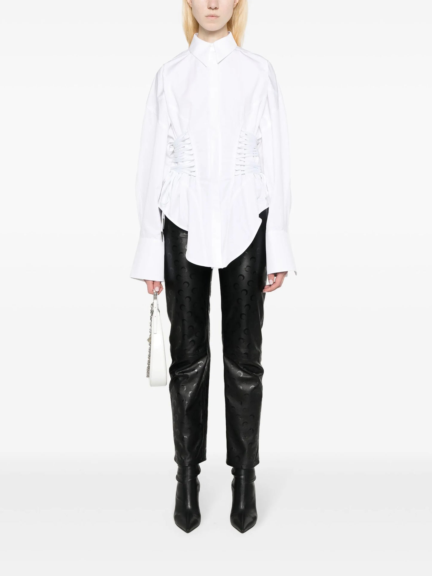lace-detailed cotton shirt