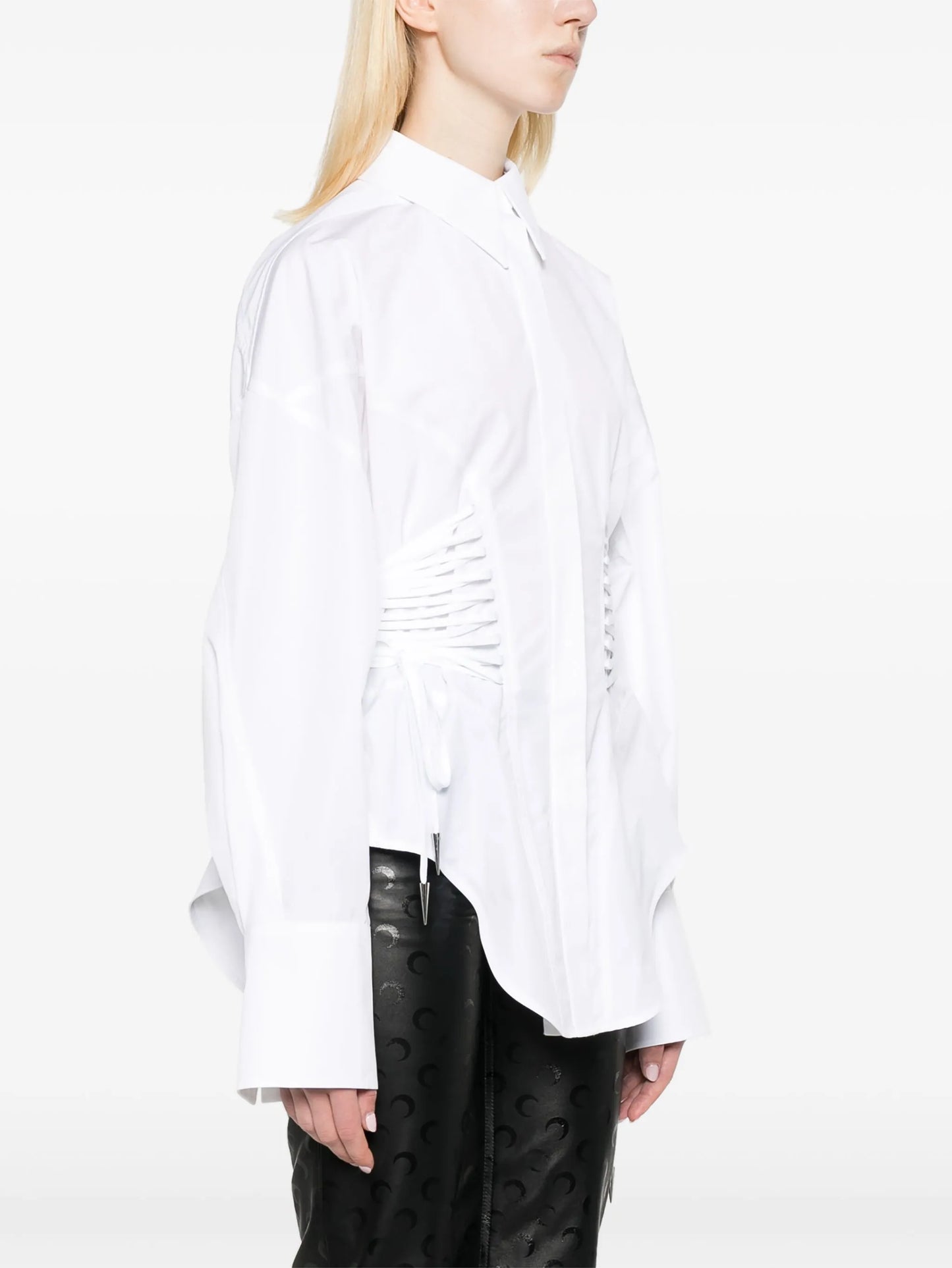 lace-detailed cotton shirt