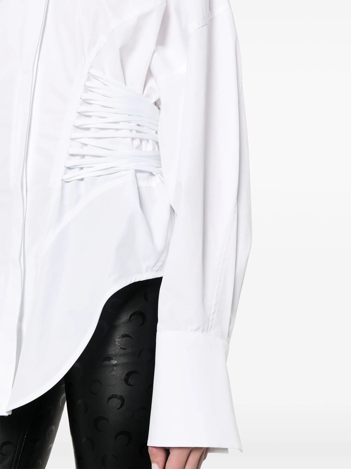 lace-detailed cotton shirt
