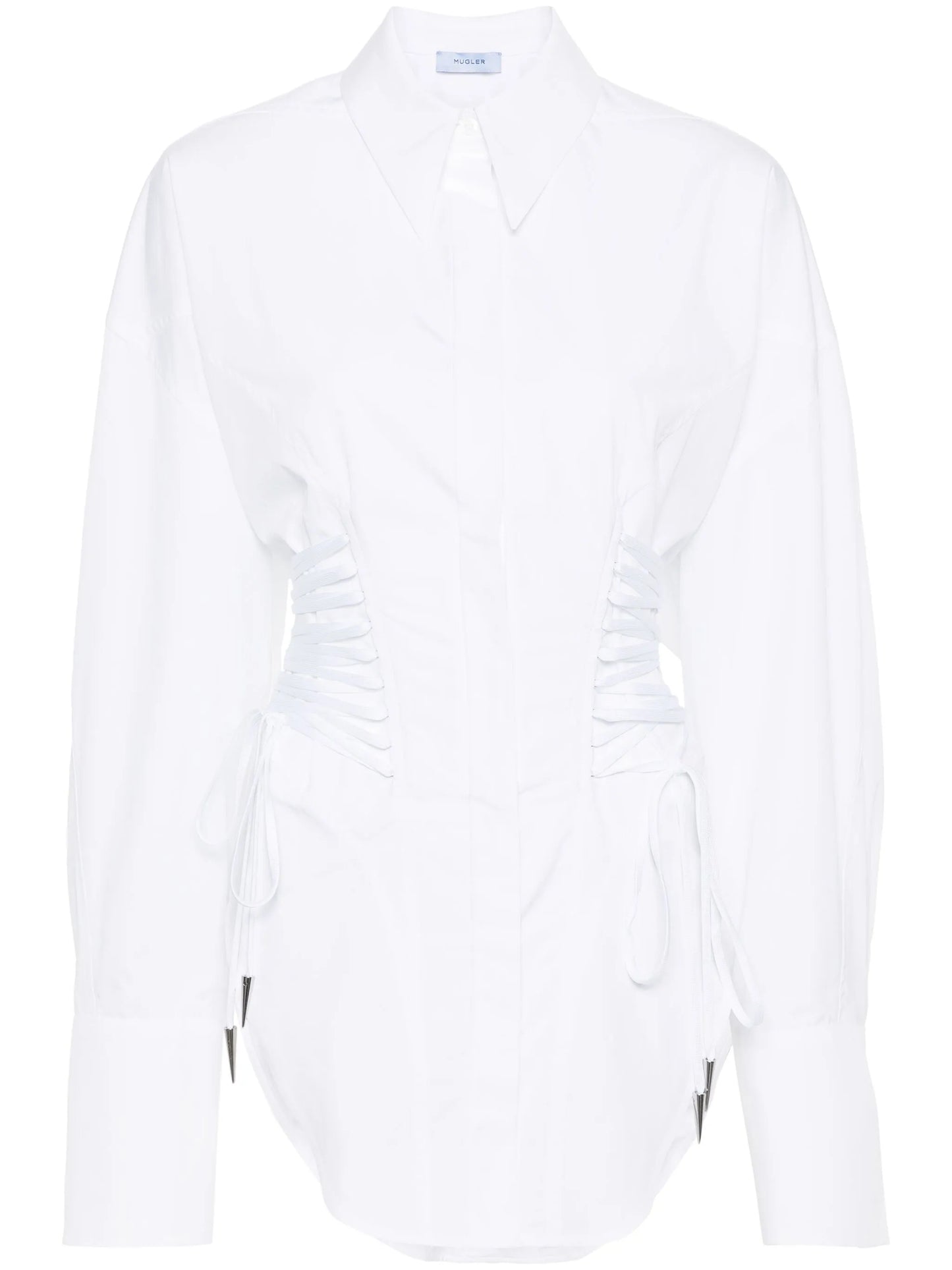 lace-detailed cotton shirt