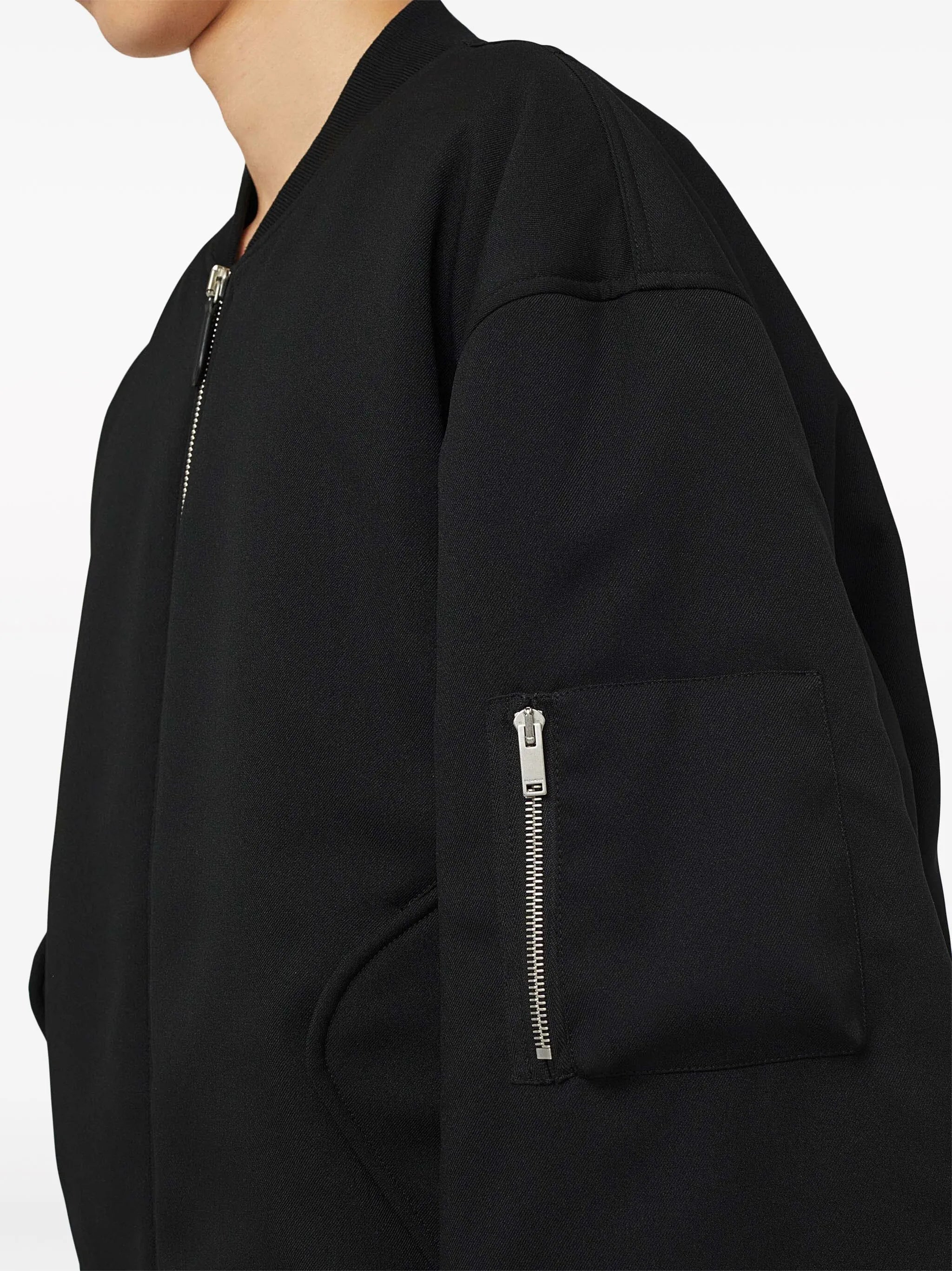 padded gabardine bomber jacket