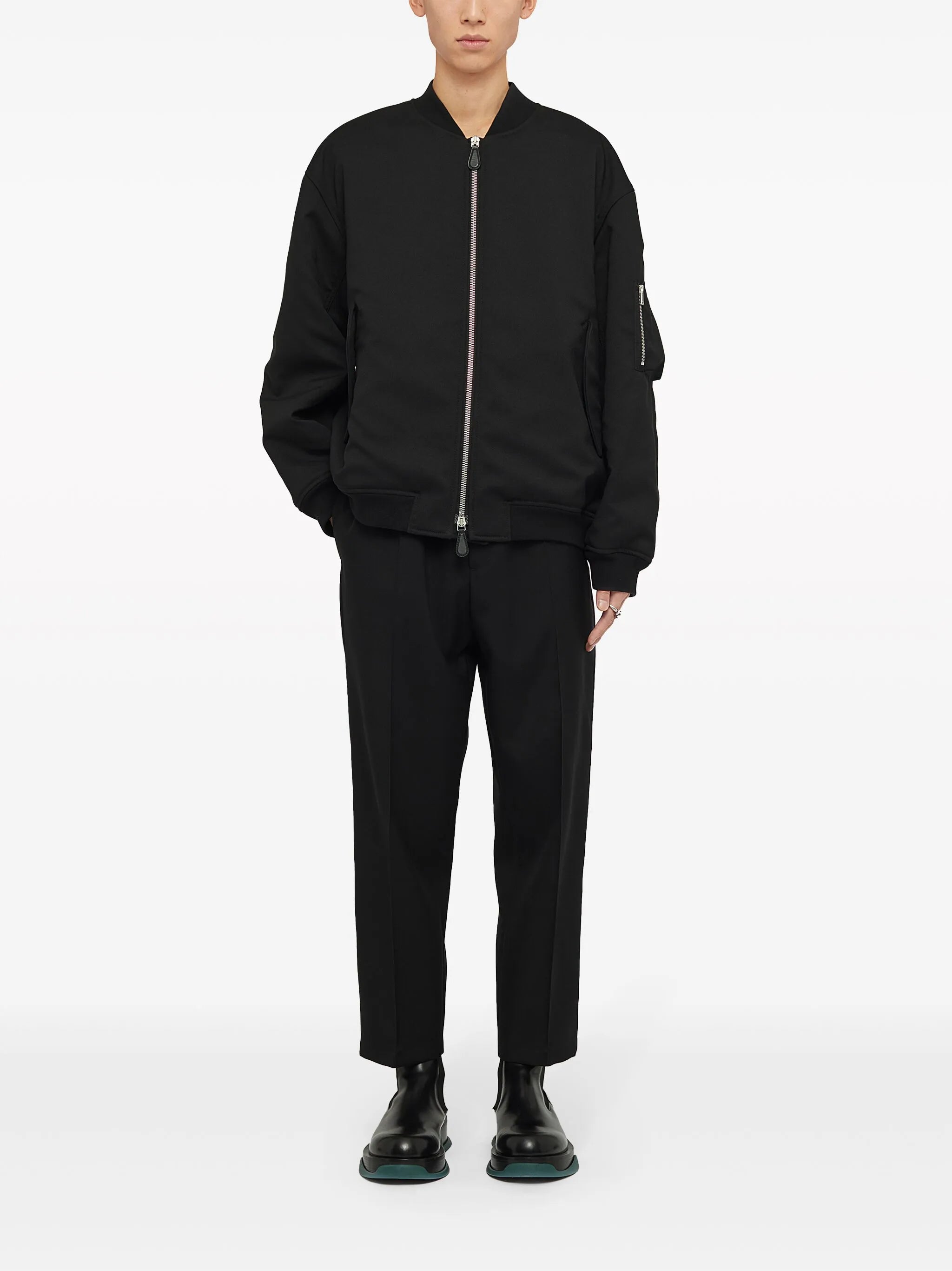padded gabardine bomber jacket