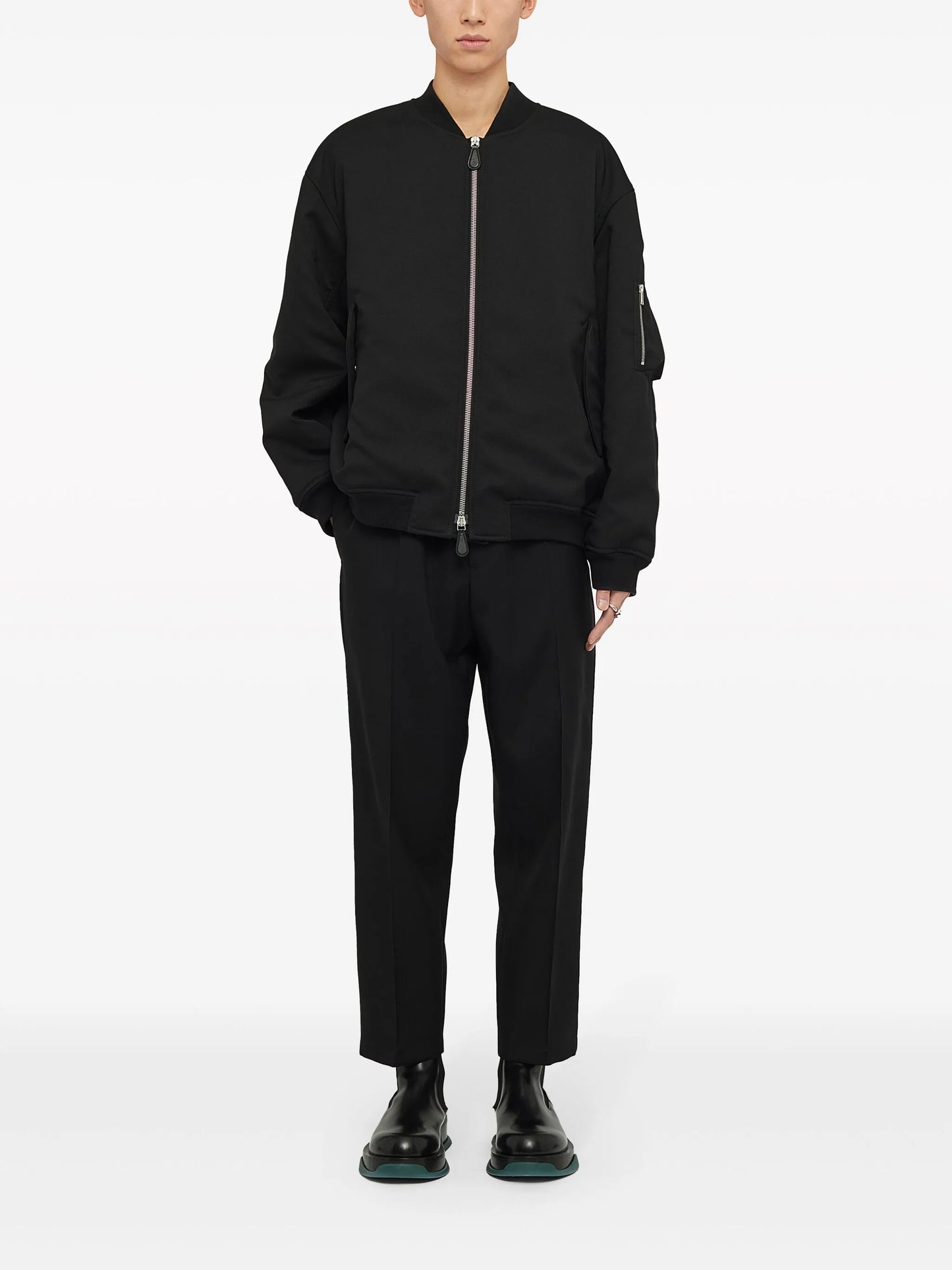 padded gabardine bomber jacket