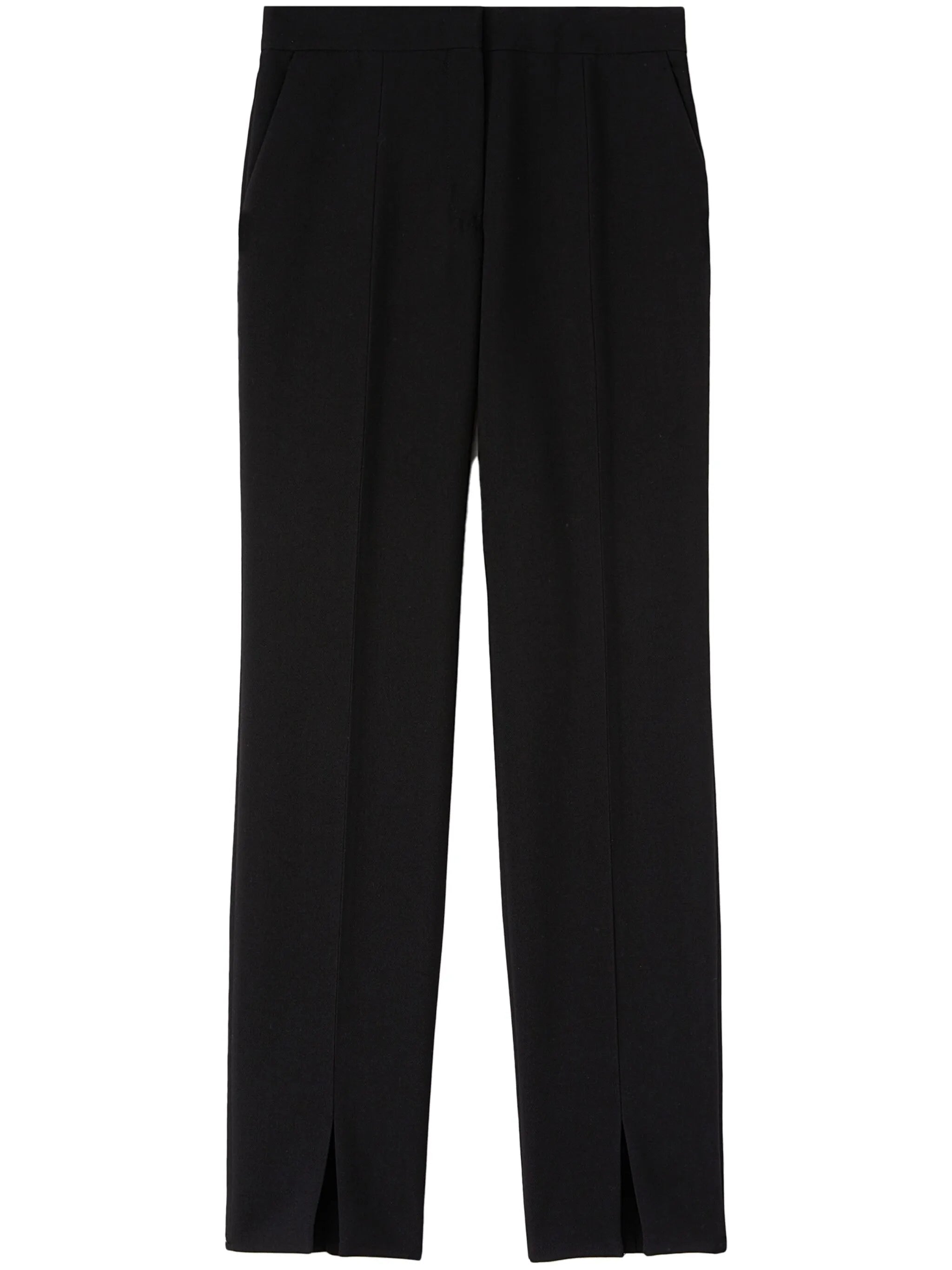 high-waist wool straight-leg trousers