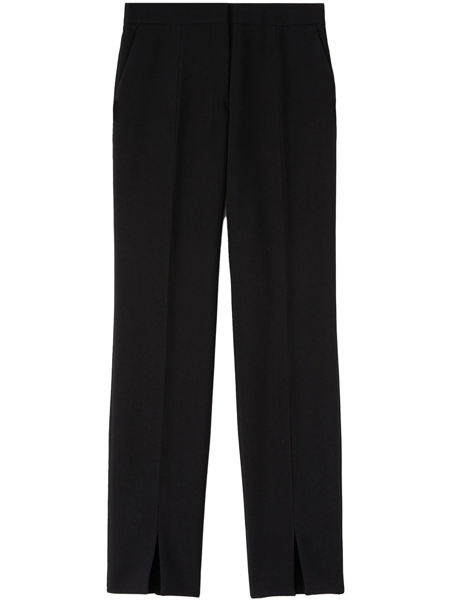 high-waist wool straight-leg trousers