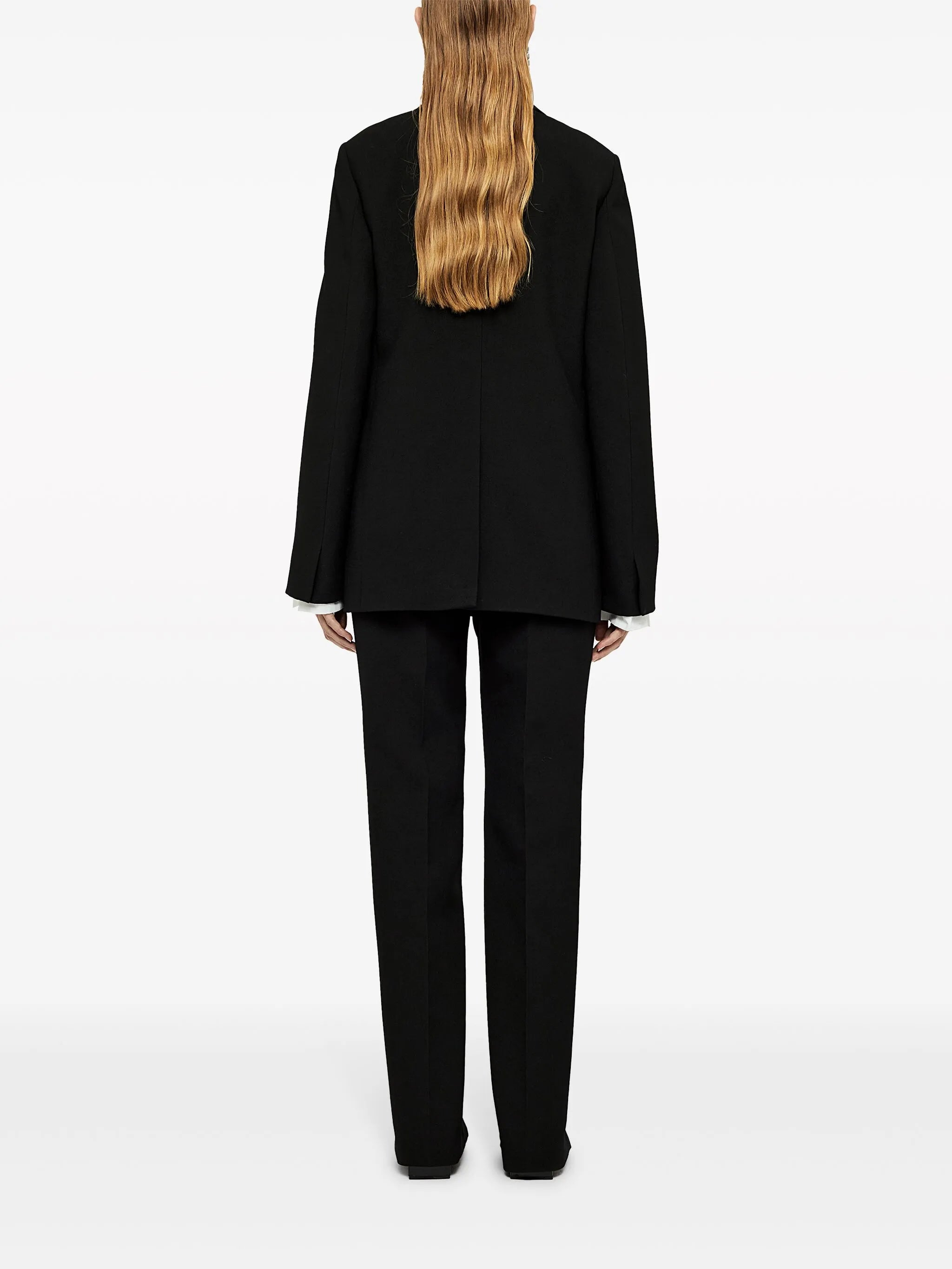 high-waist wool straight-leg trousers