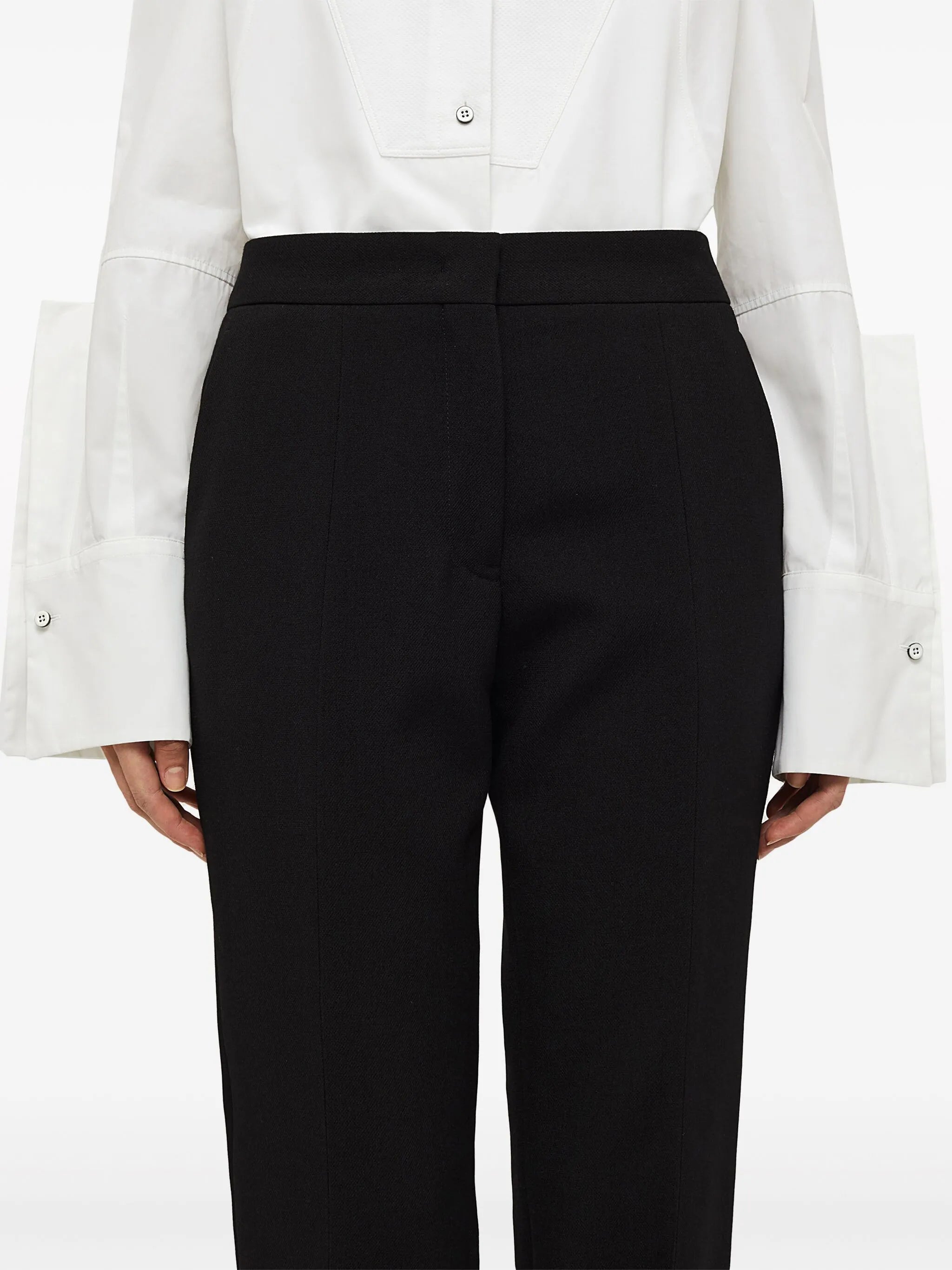 high-waist wool straight-leg trousers