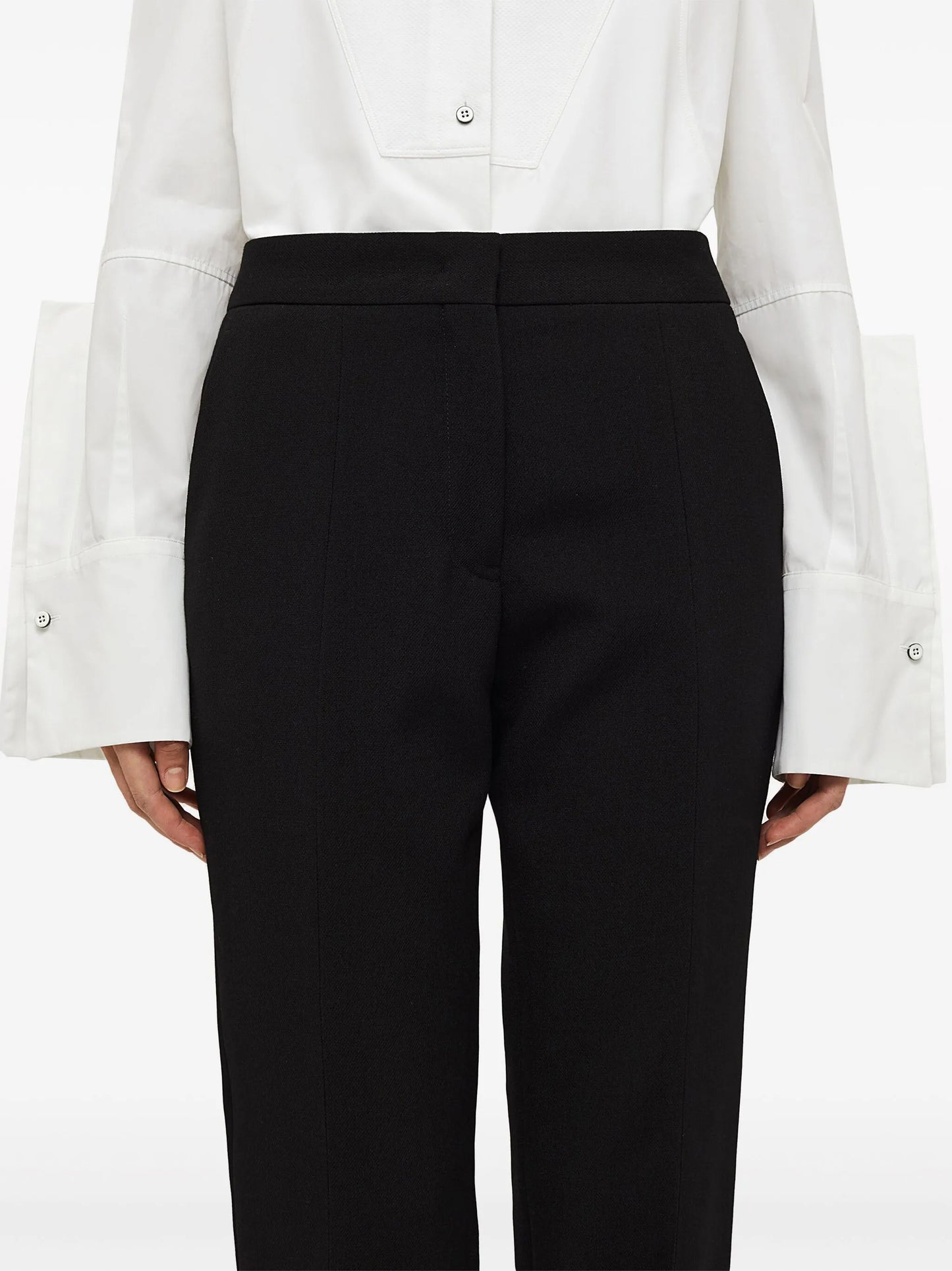high-waist wool straight-leg trousers