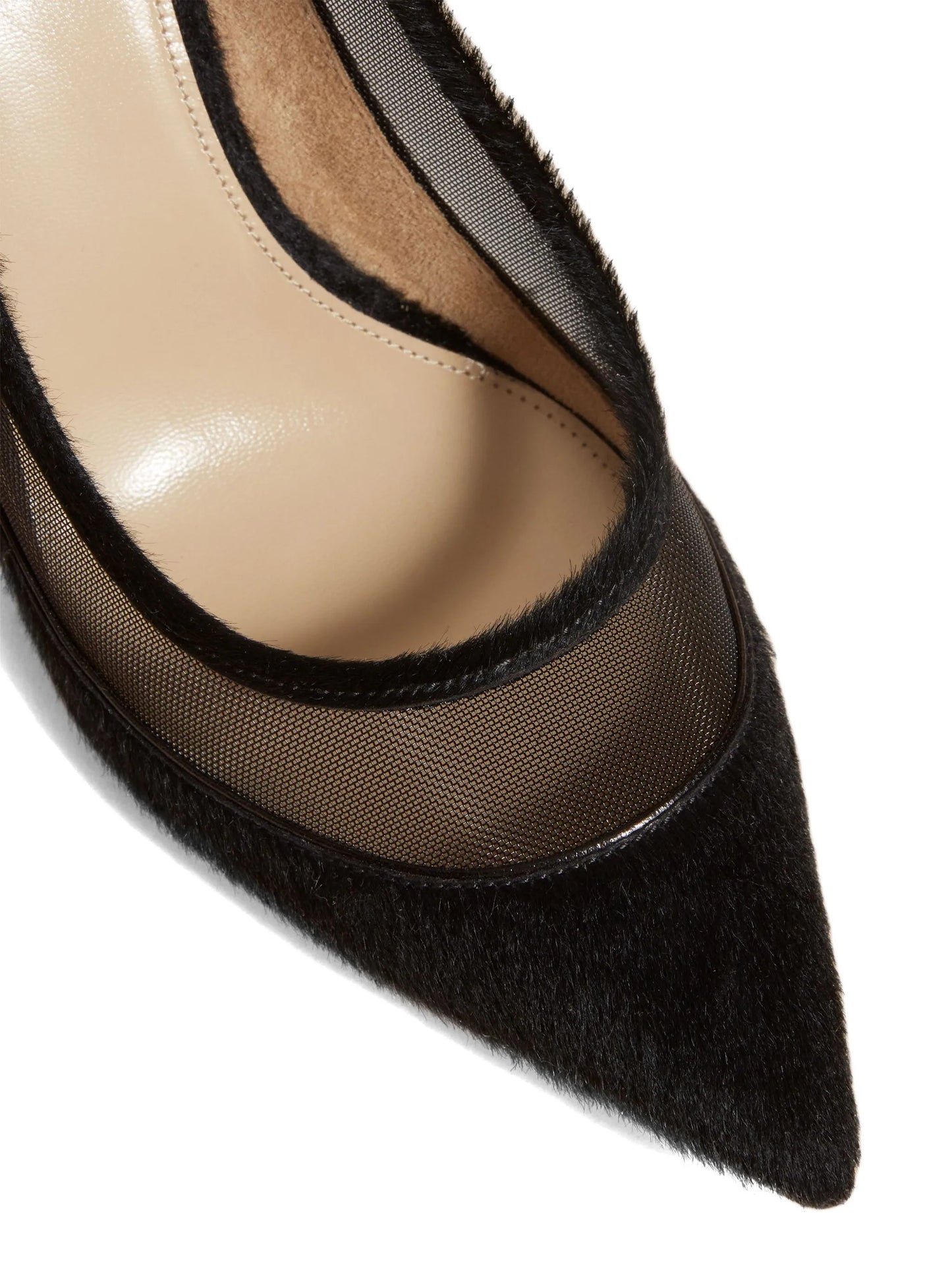 The River 75mm mesh-panel leather pumps