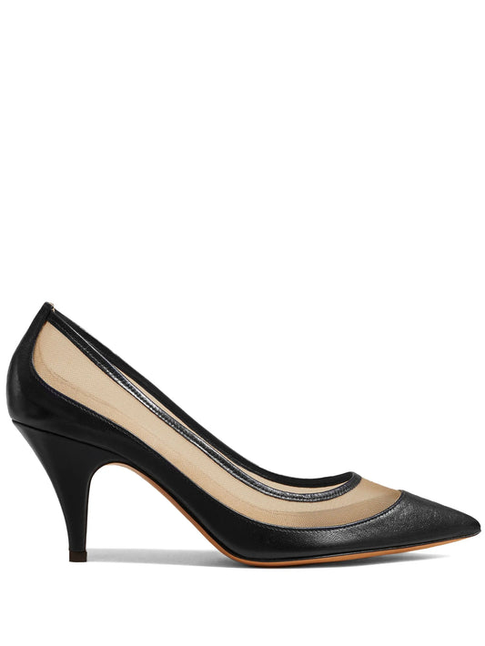 The River 75mm mesh-panel leather pumps