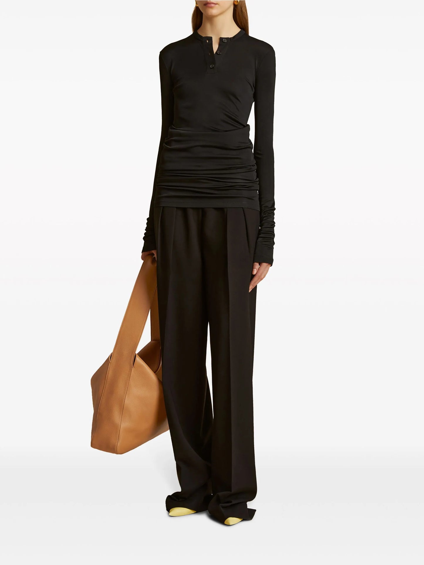 Cessie pleated high-waisted trousers