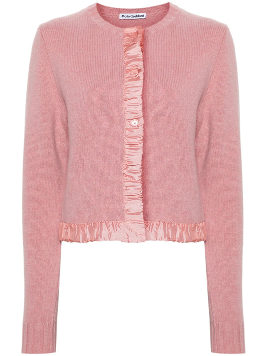 Anya satin-trim wool cardigan