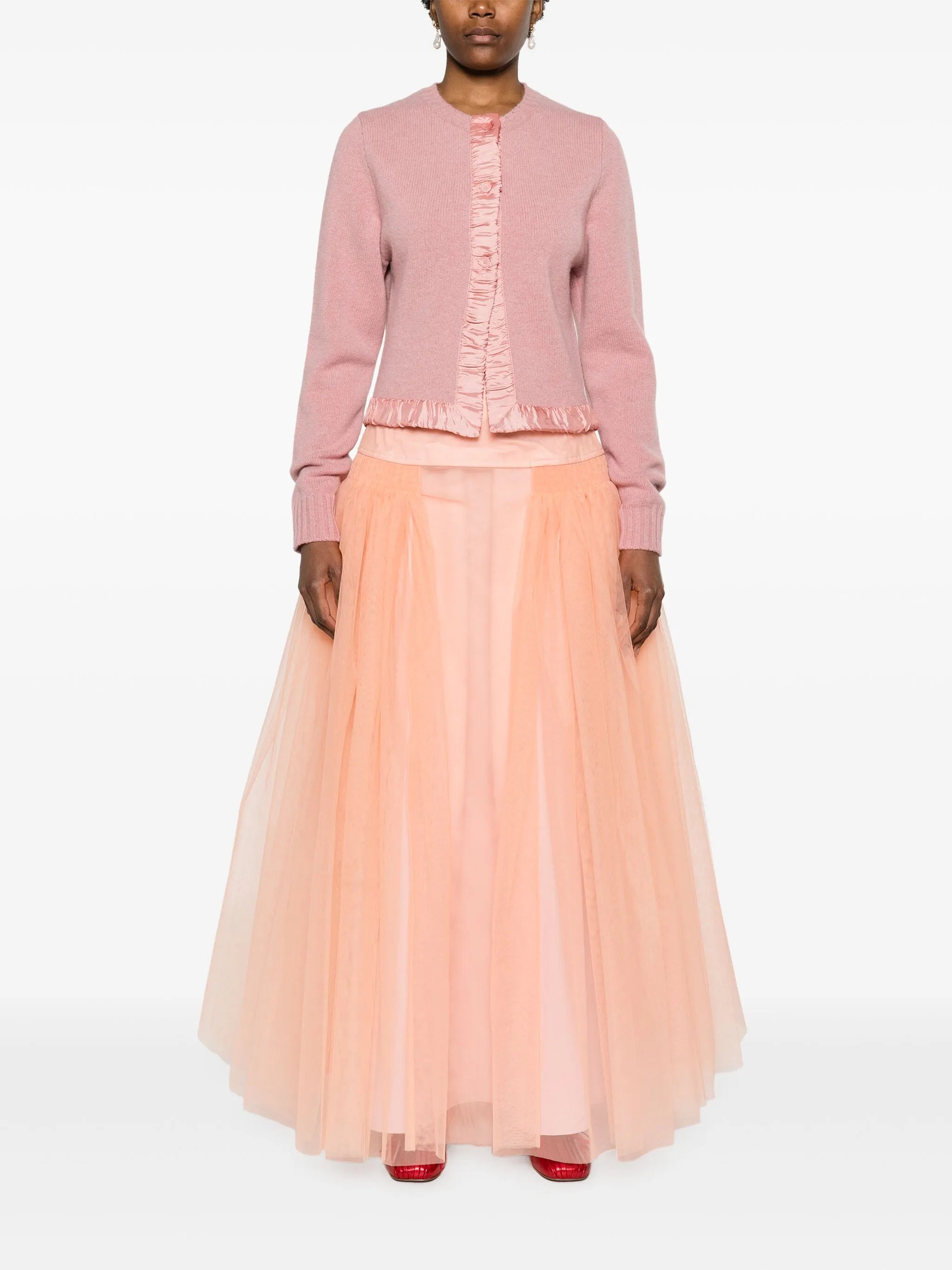 Anya satin-trim wool cardigan