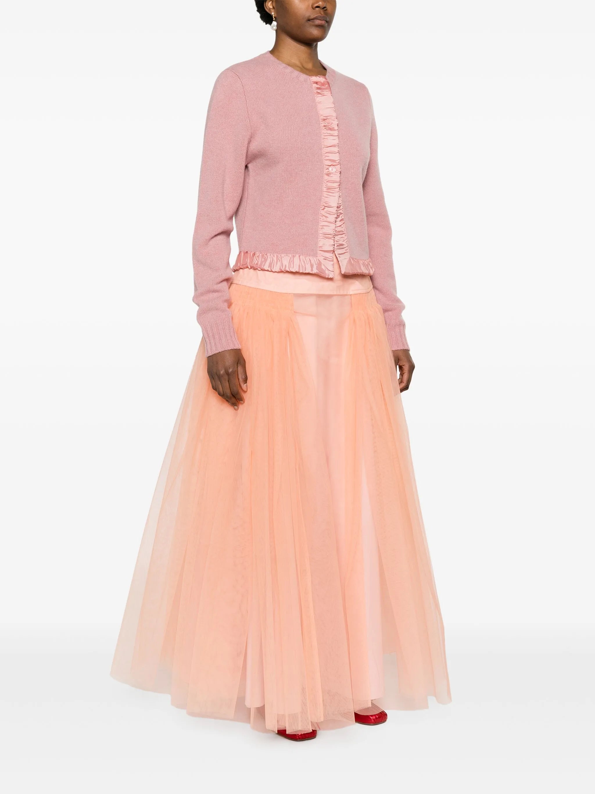 Anya satin-trim wool cardigan