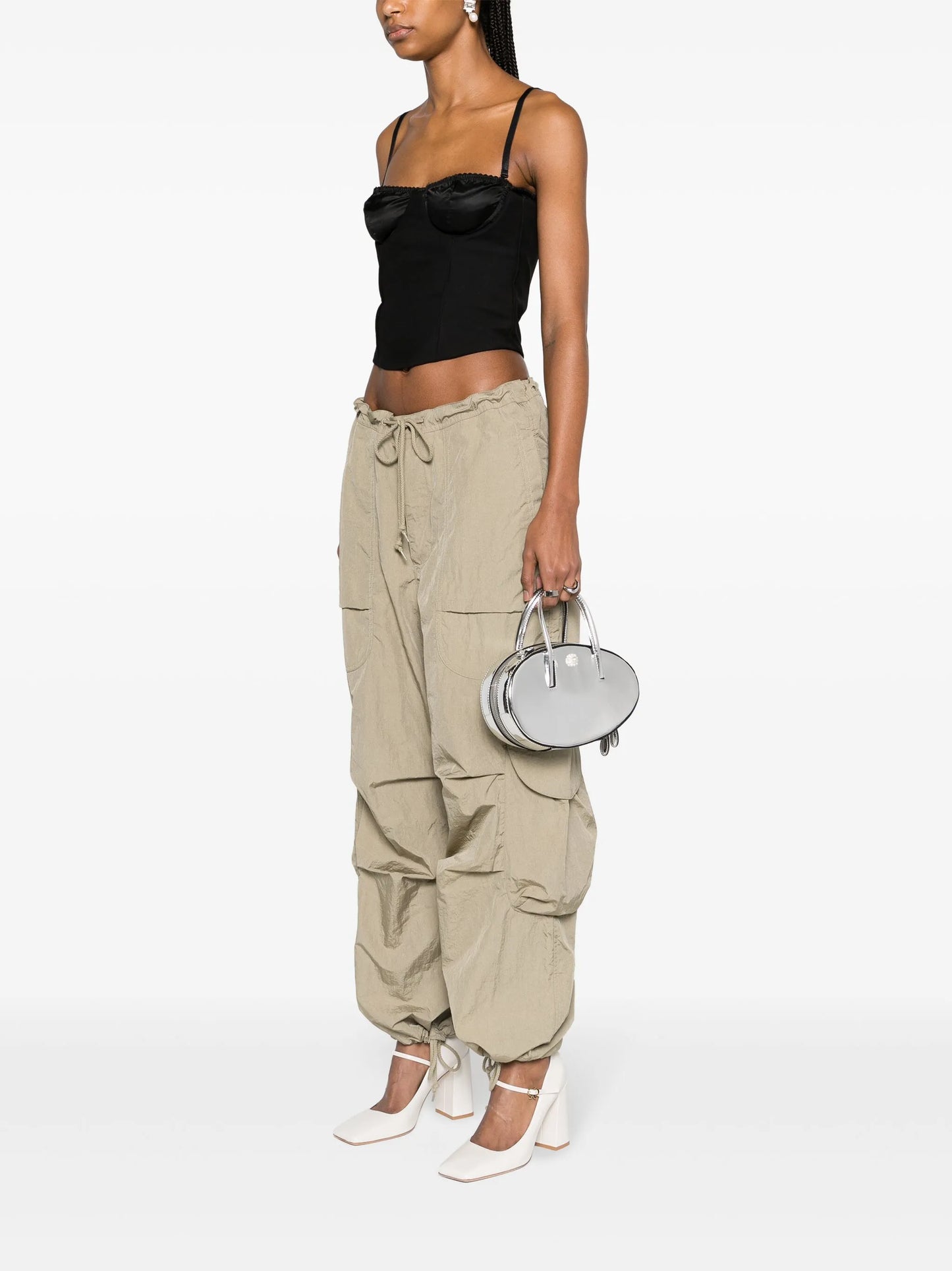 Egg mirrored-leather tote bag