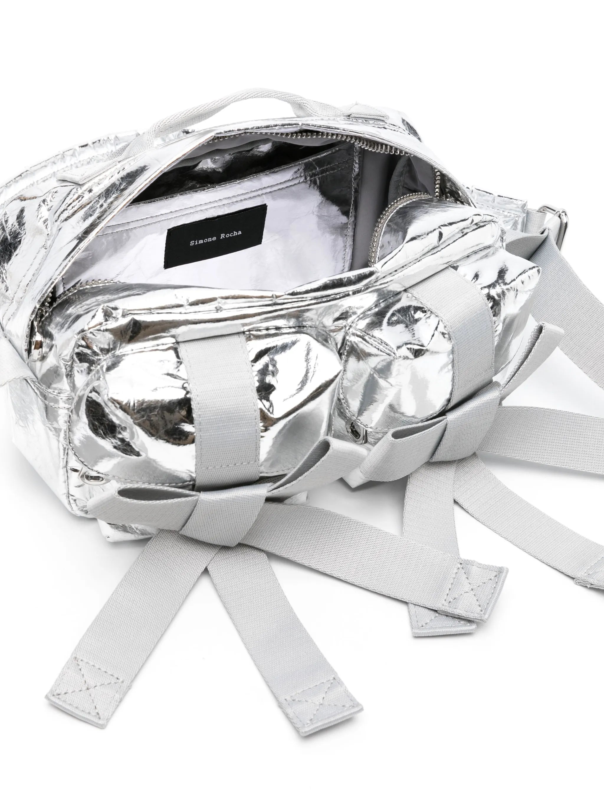 bow-detail metallic crossbody bag
