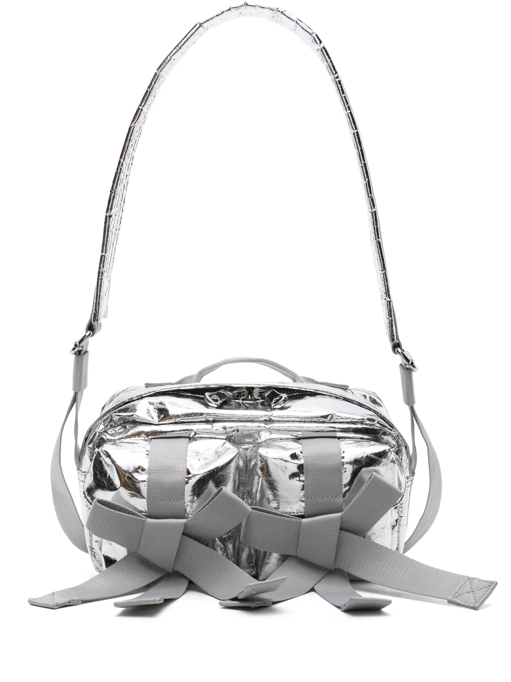 bow-detail metallic crossbody bag