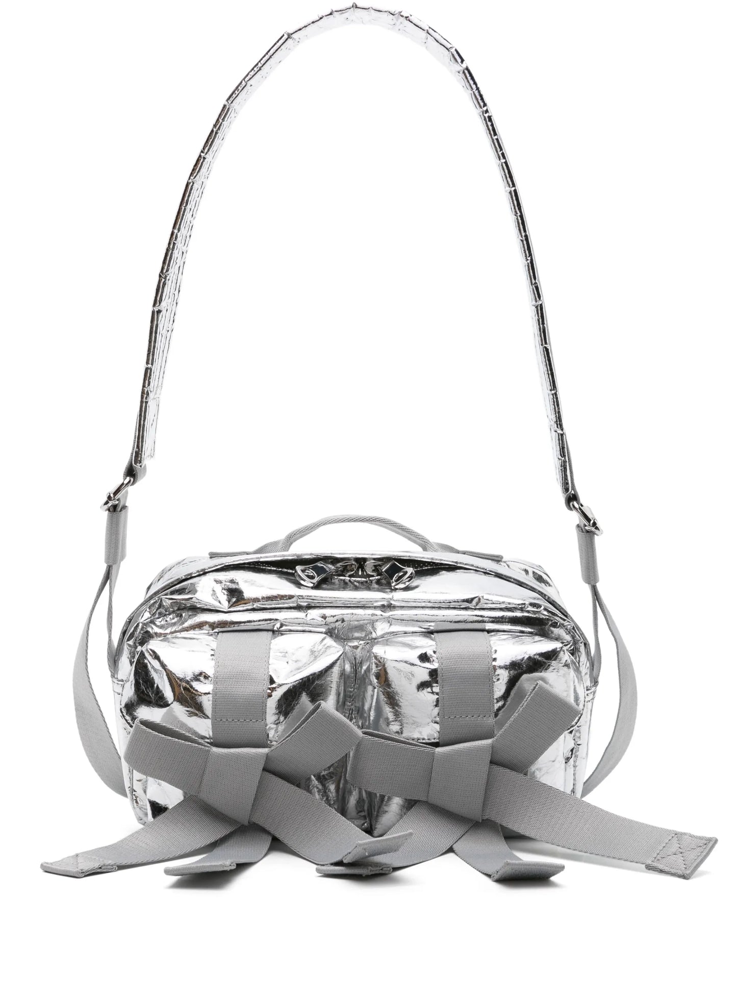 bow-detail metallic crossbody bag