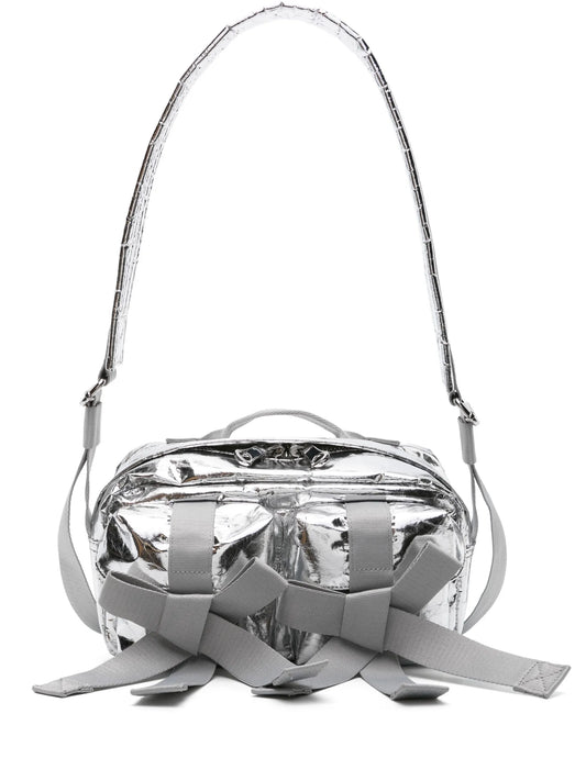 bow-detail metallic crossbody bag