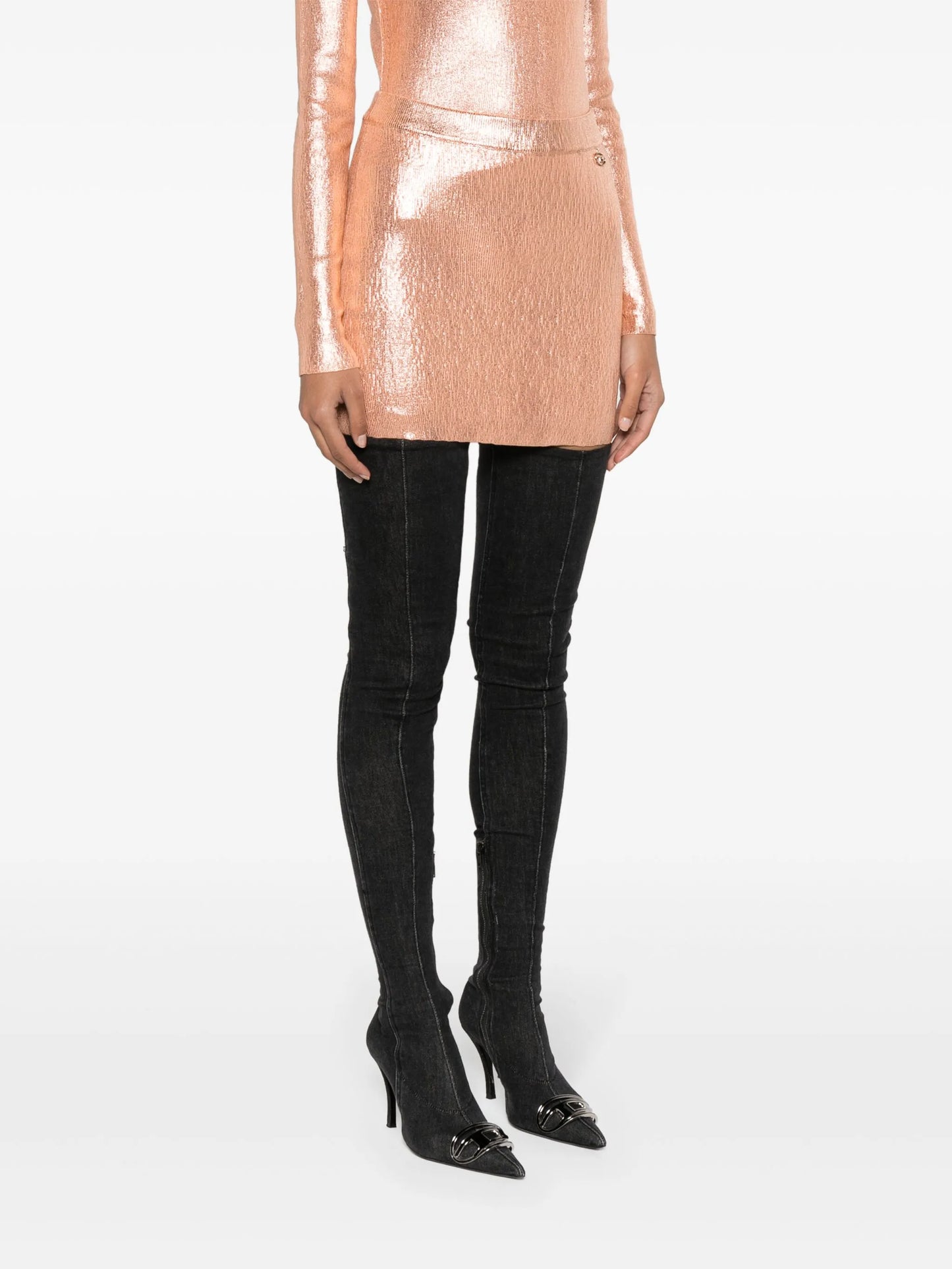 BR-M-Onerva foiled mini skirt