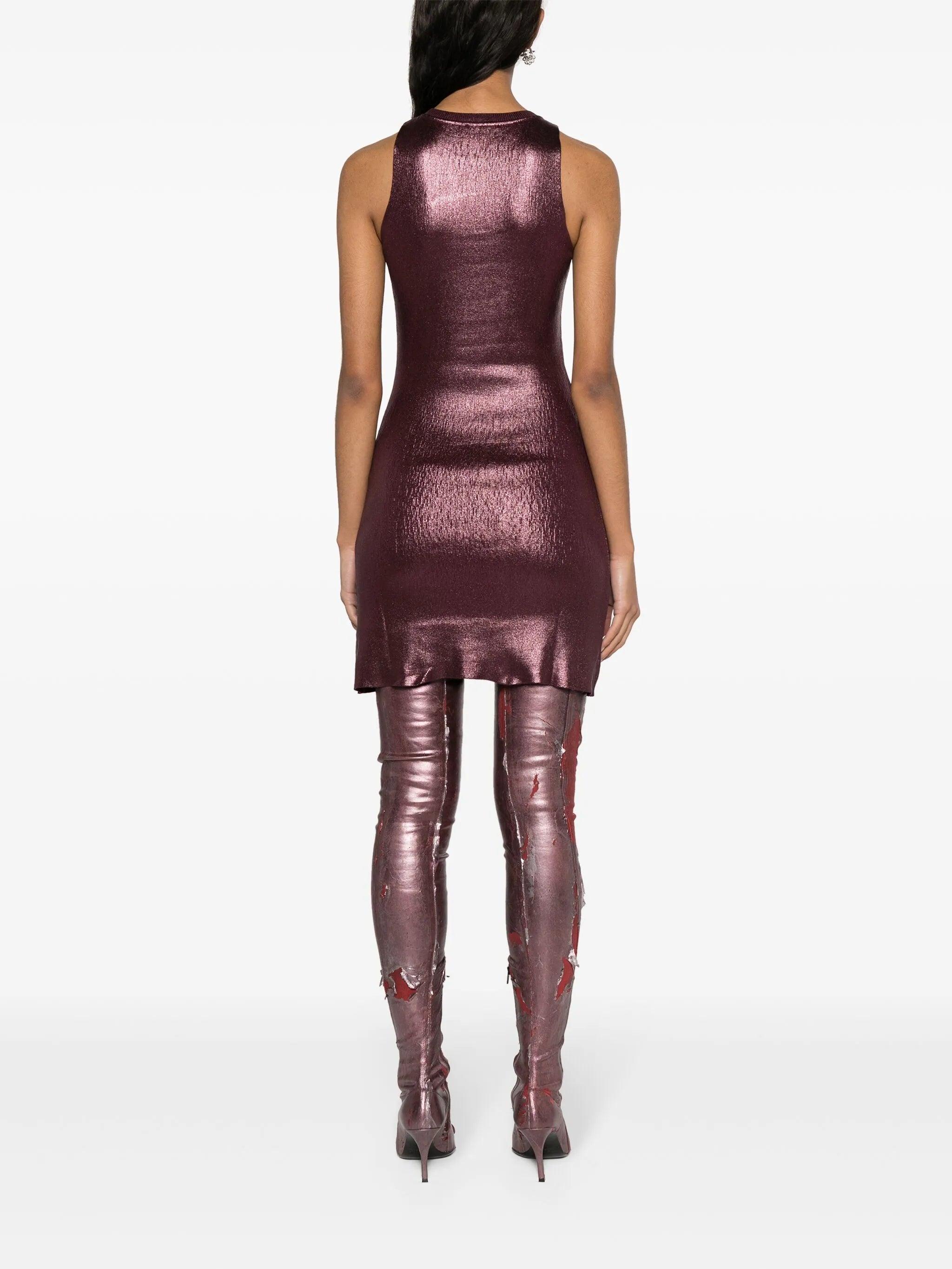 metallic logo-appliqué mini dress