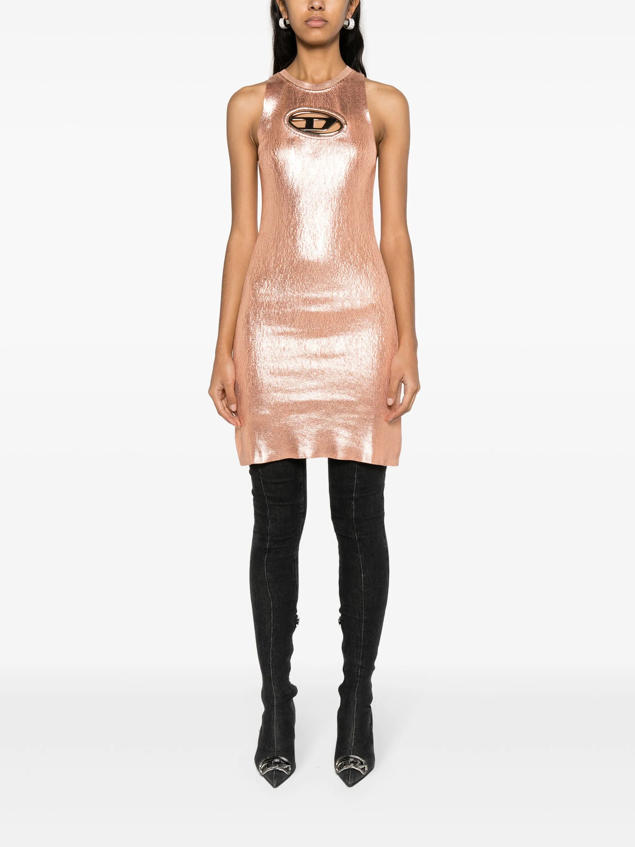 Oval D-plaque knitted minidress