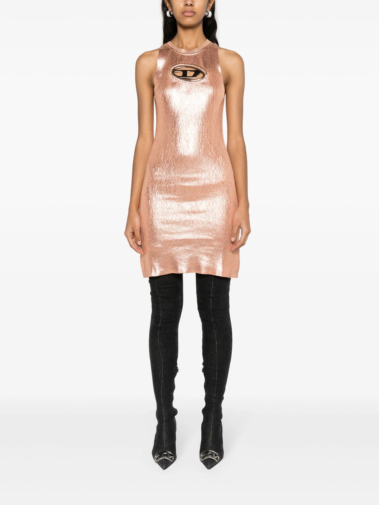 Oval D-plaque knitted minidress
