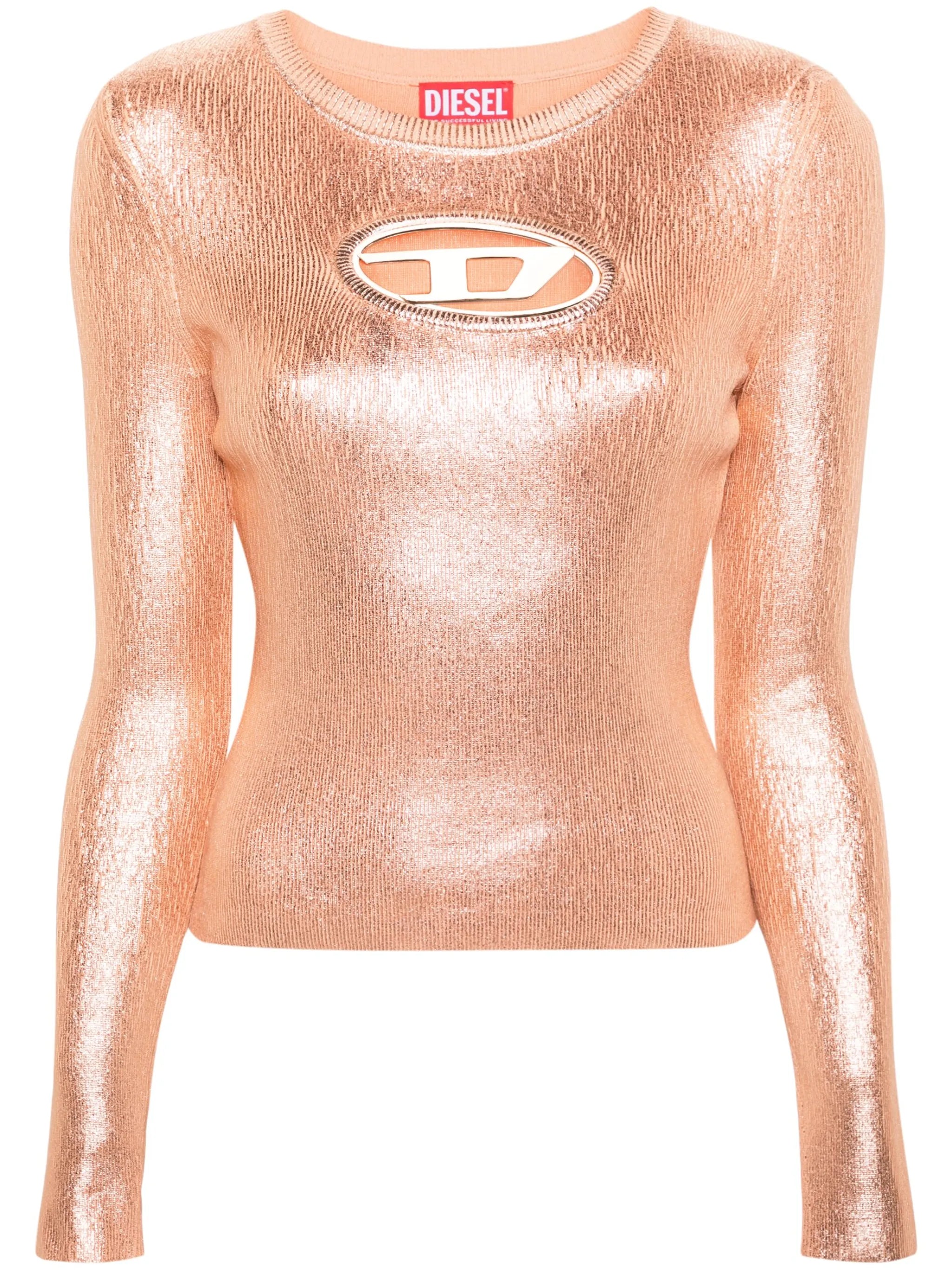 metallic logo-appliqué jumper