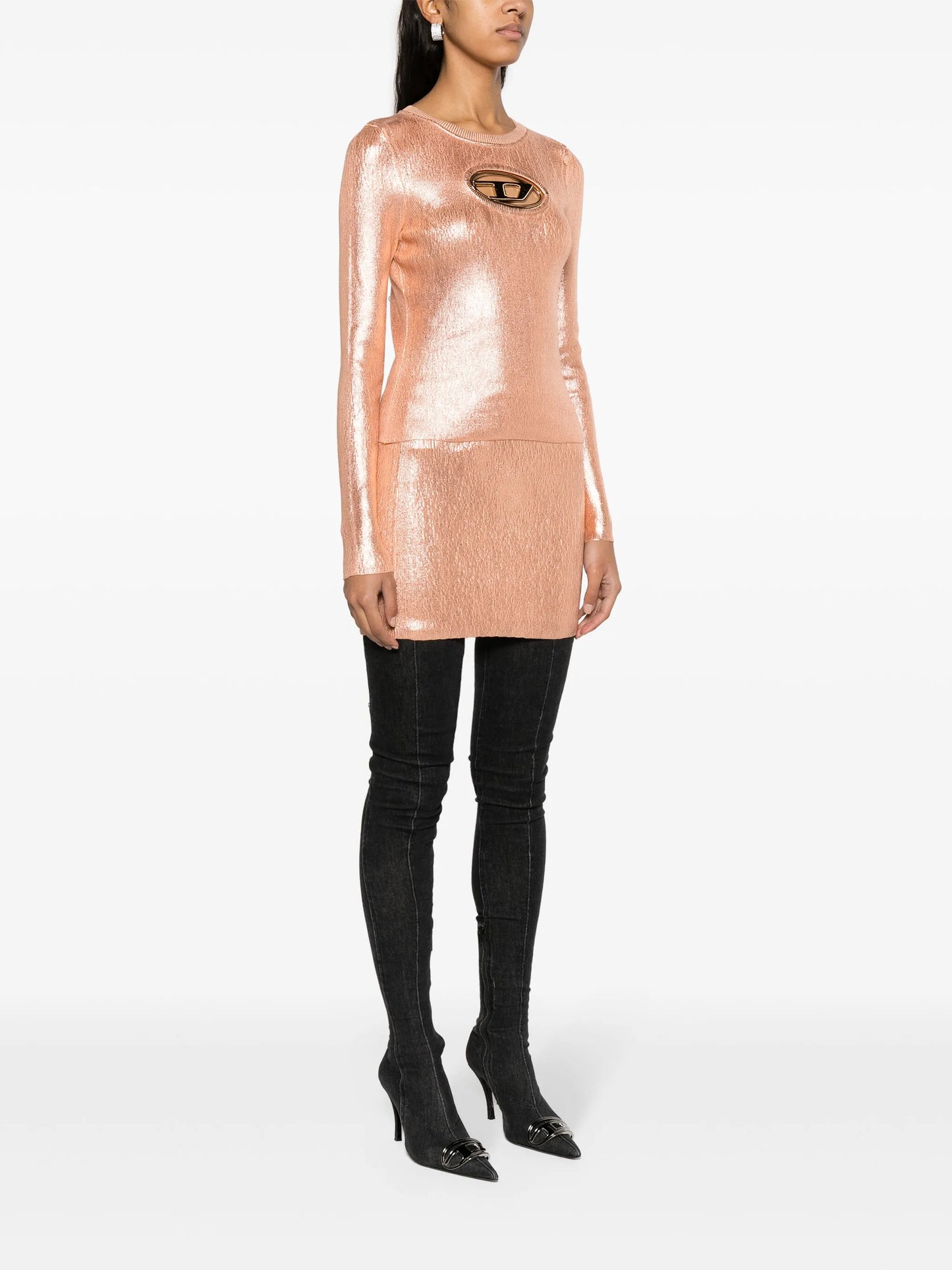 metallic logo-appliqué jumper
