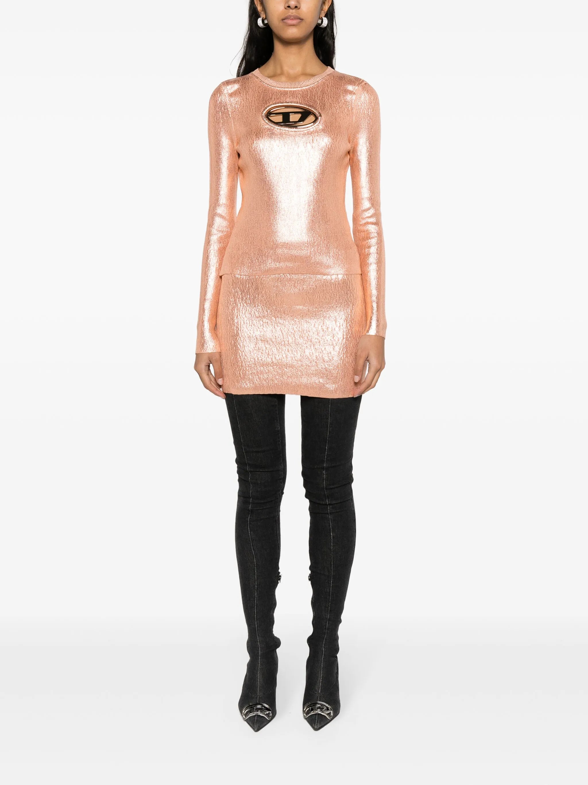 metallic logo-appliqué jumper