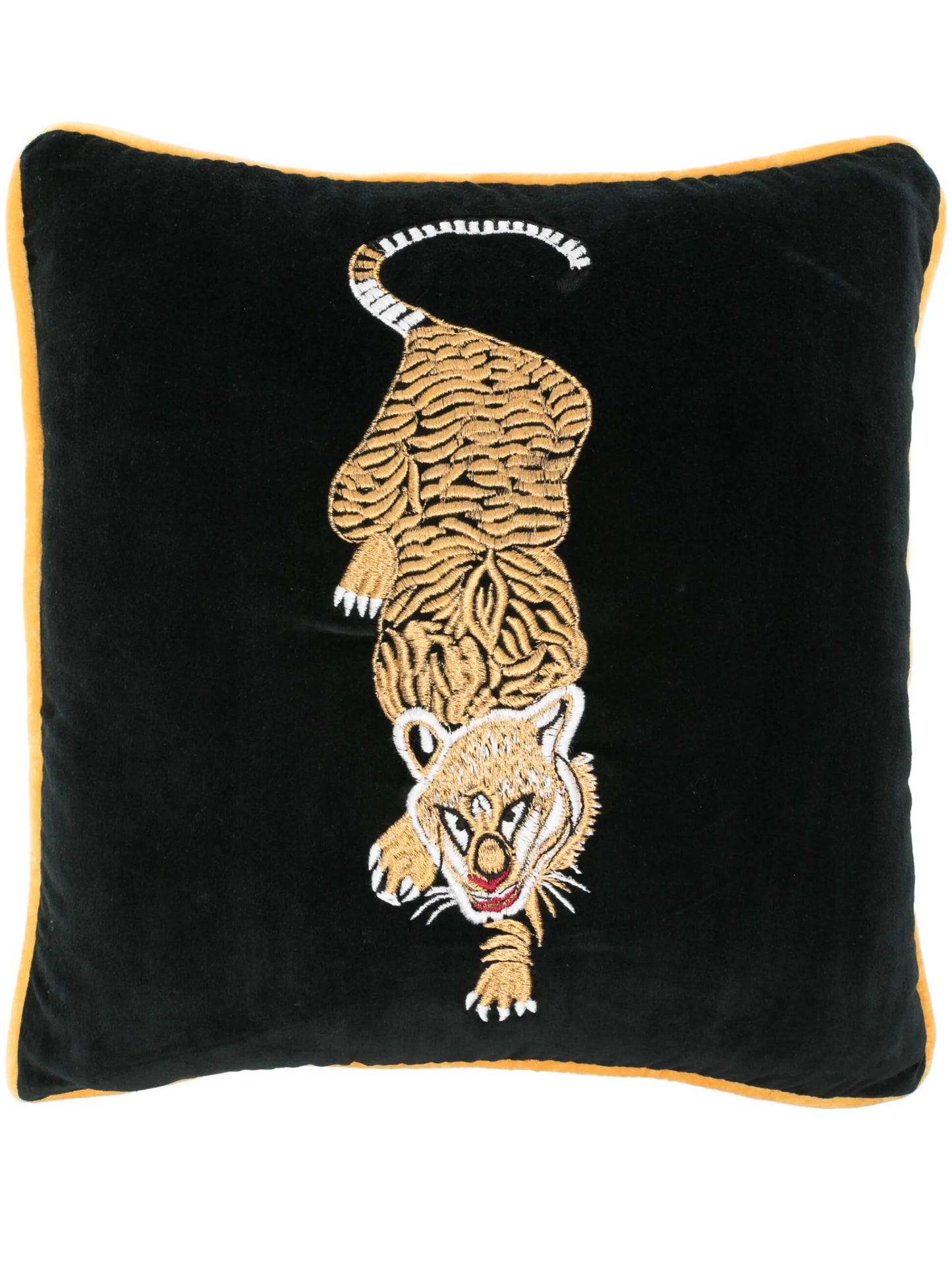 x Browns Tiger-embroidered velvet cushion
