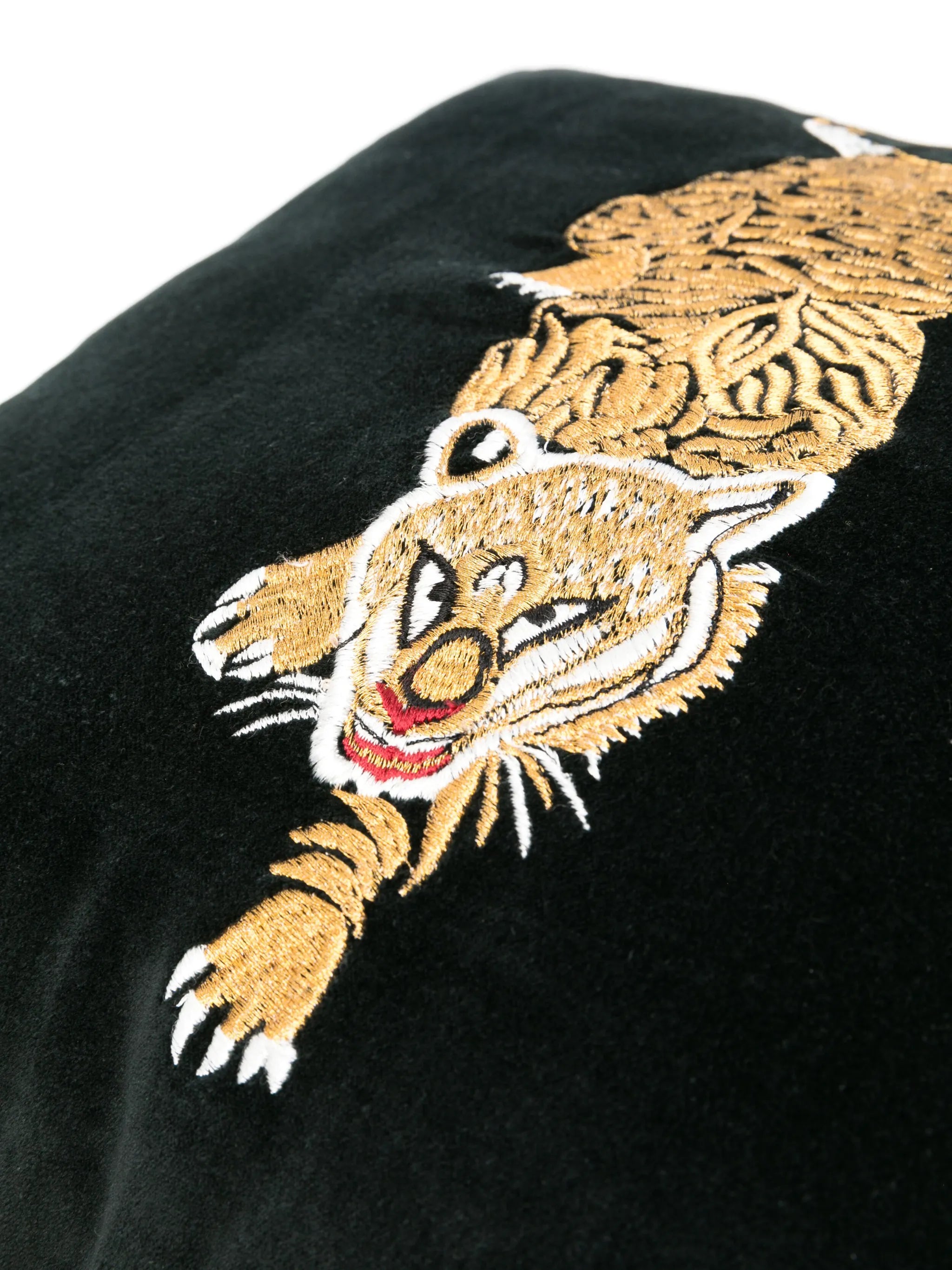 x Browns Tiger-embroidered velvet cushion