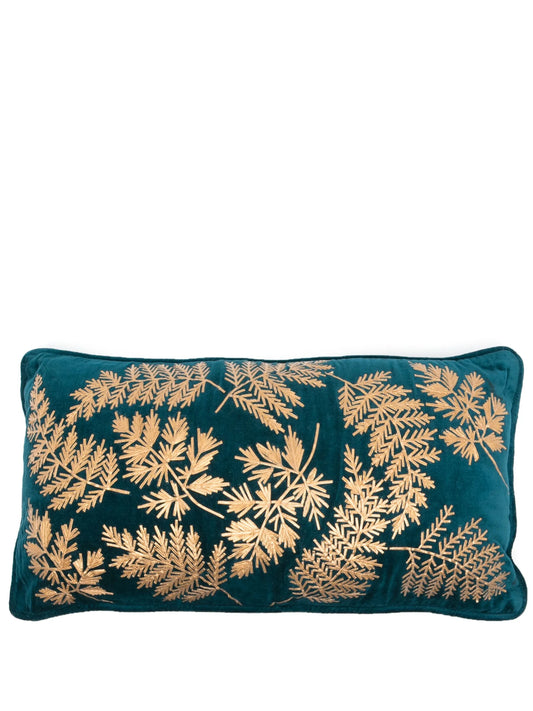 x Browns leaves-embroidered velvet cushion (30cm x 60cm)