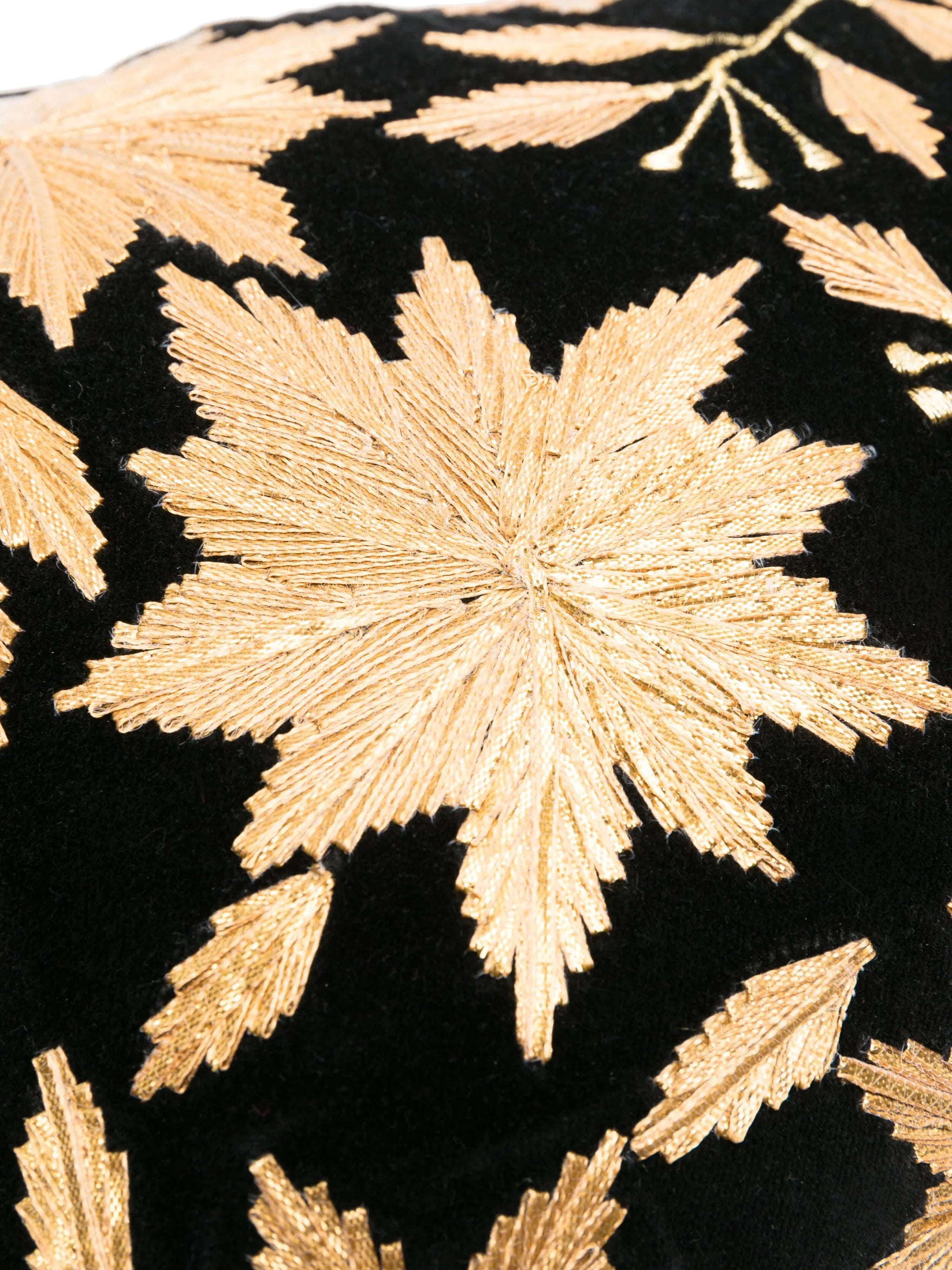 x Browns leaves-embroidered velvet cushion (30cm x 60cm)