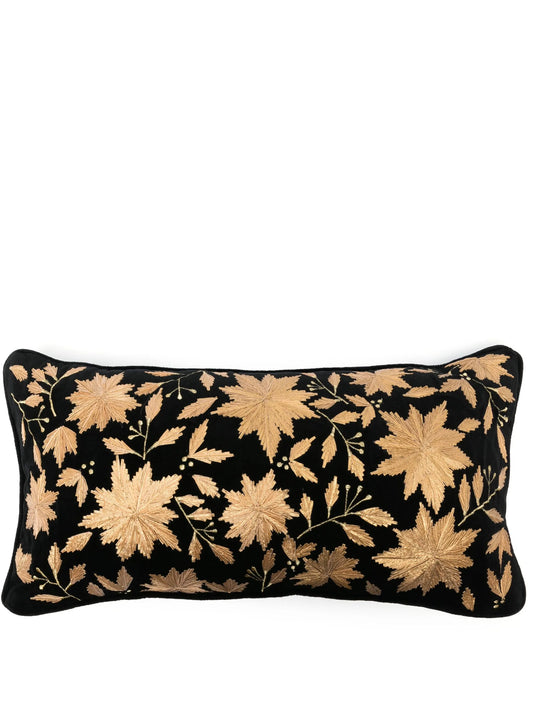 x Browns leaves-embroidered velvet cushion (30cm x 60cm)