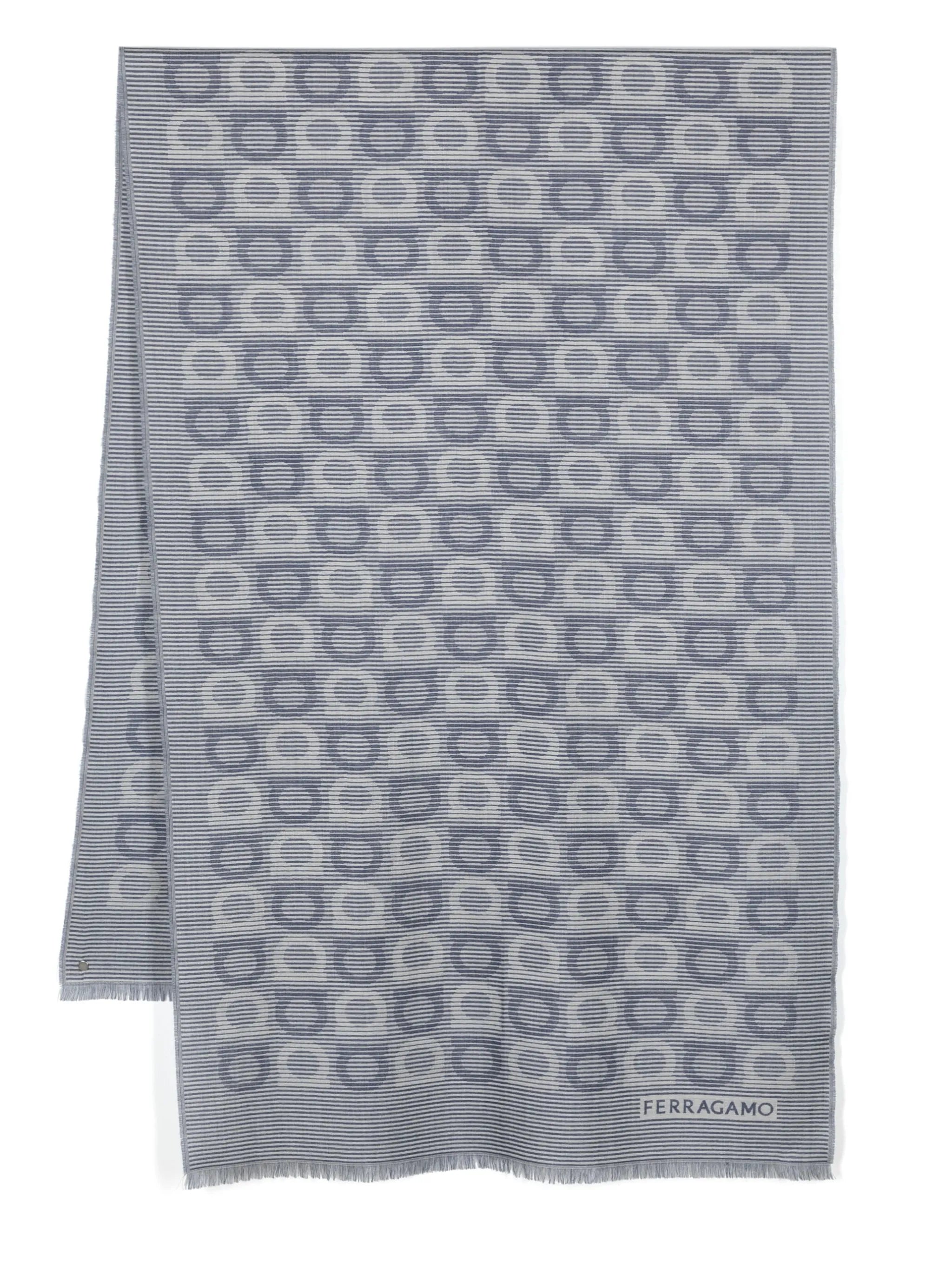 Gancini-jacquard fine-knit scarf