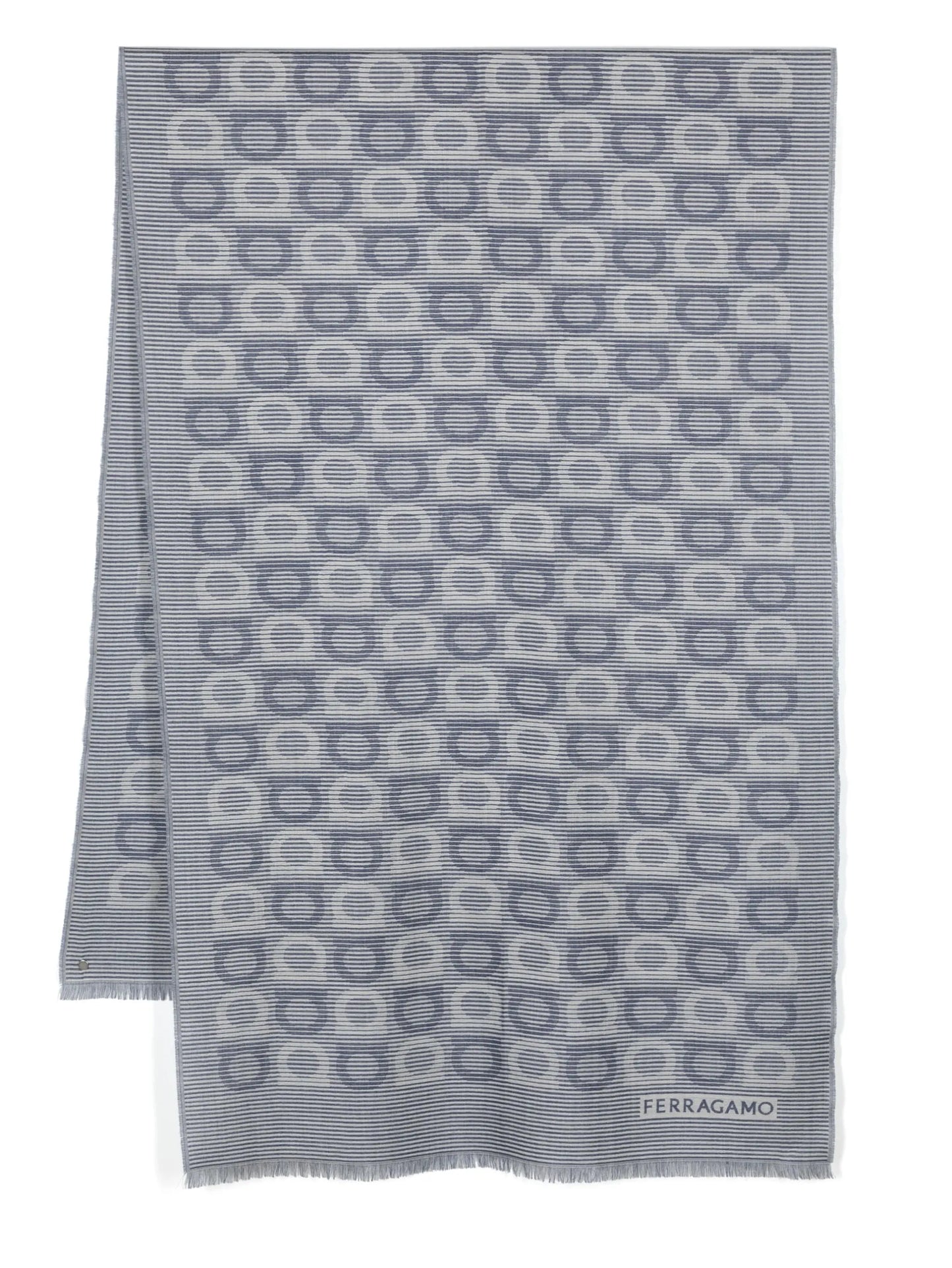 Gancini-jacquard fine-knit scarf