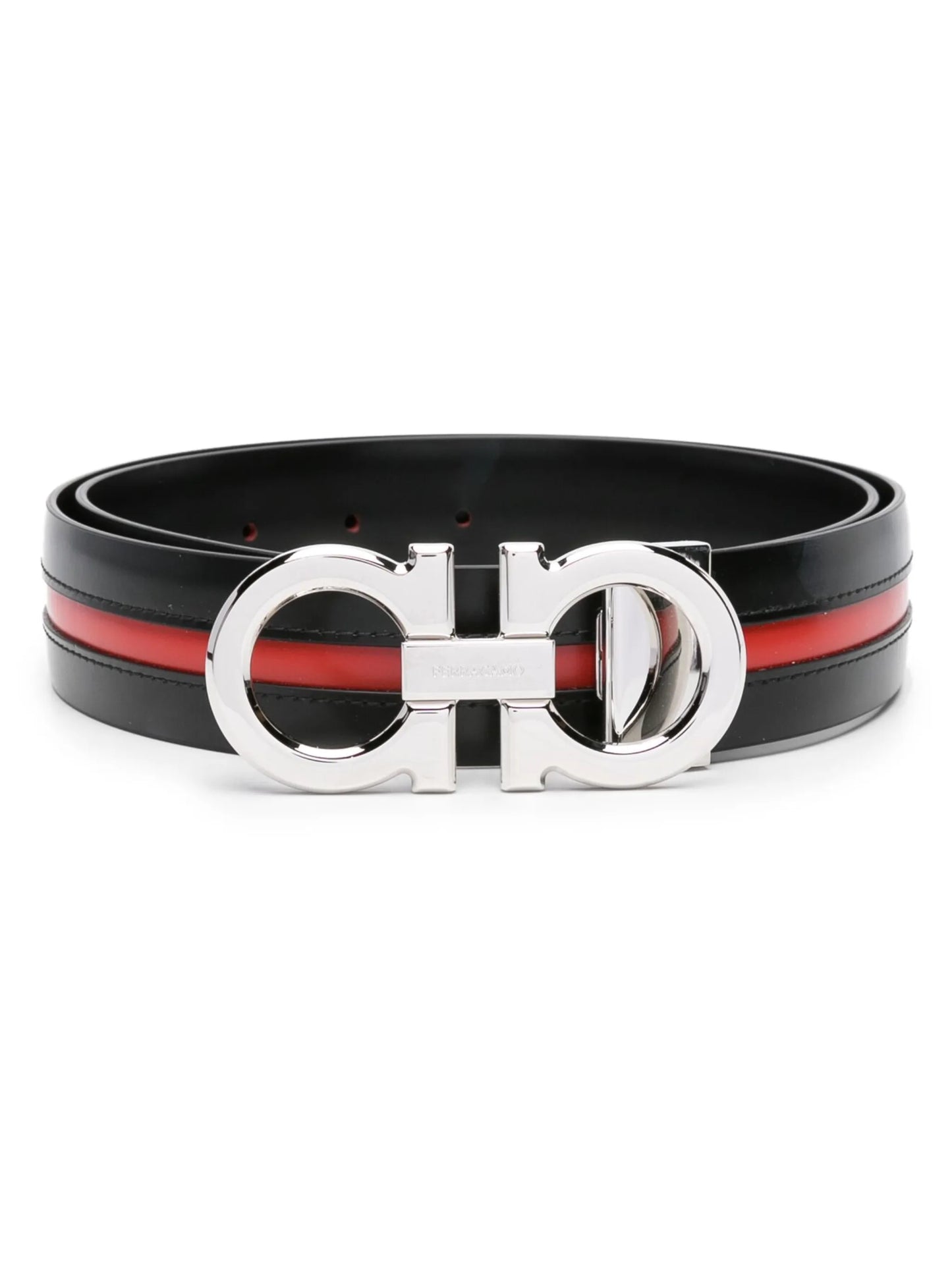 Gancini-buckle leather belt