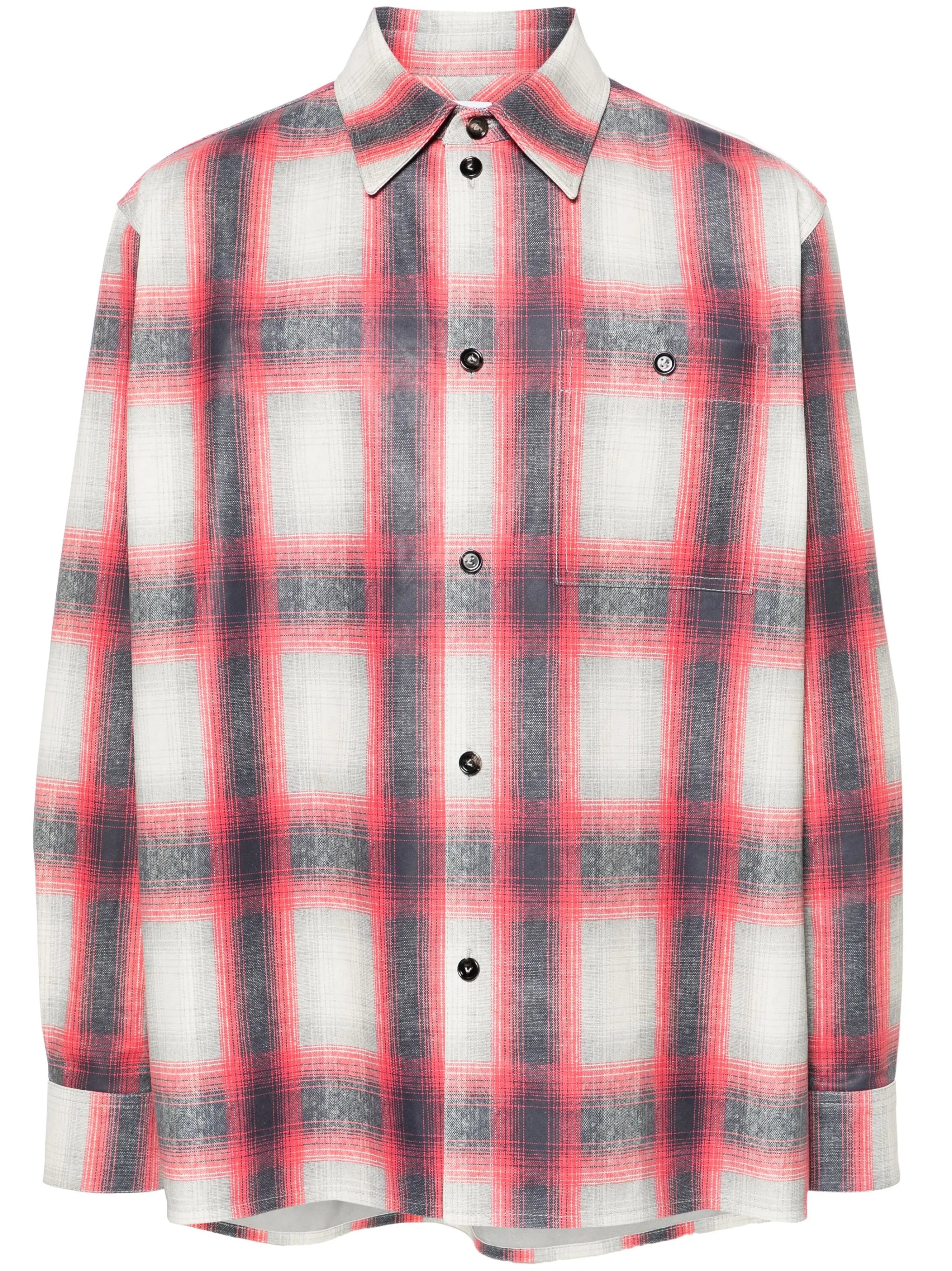 plaid-check nubuck shirt