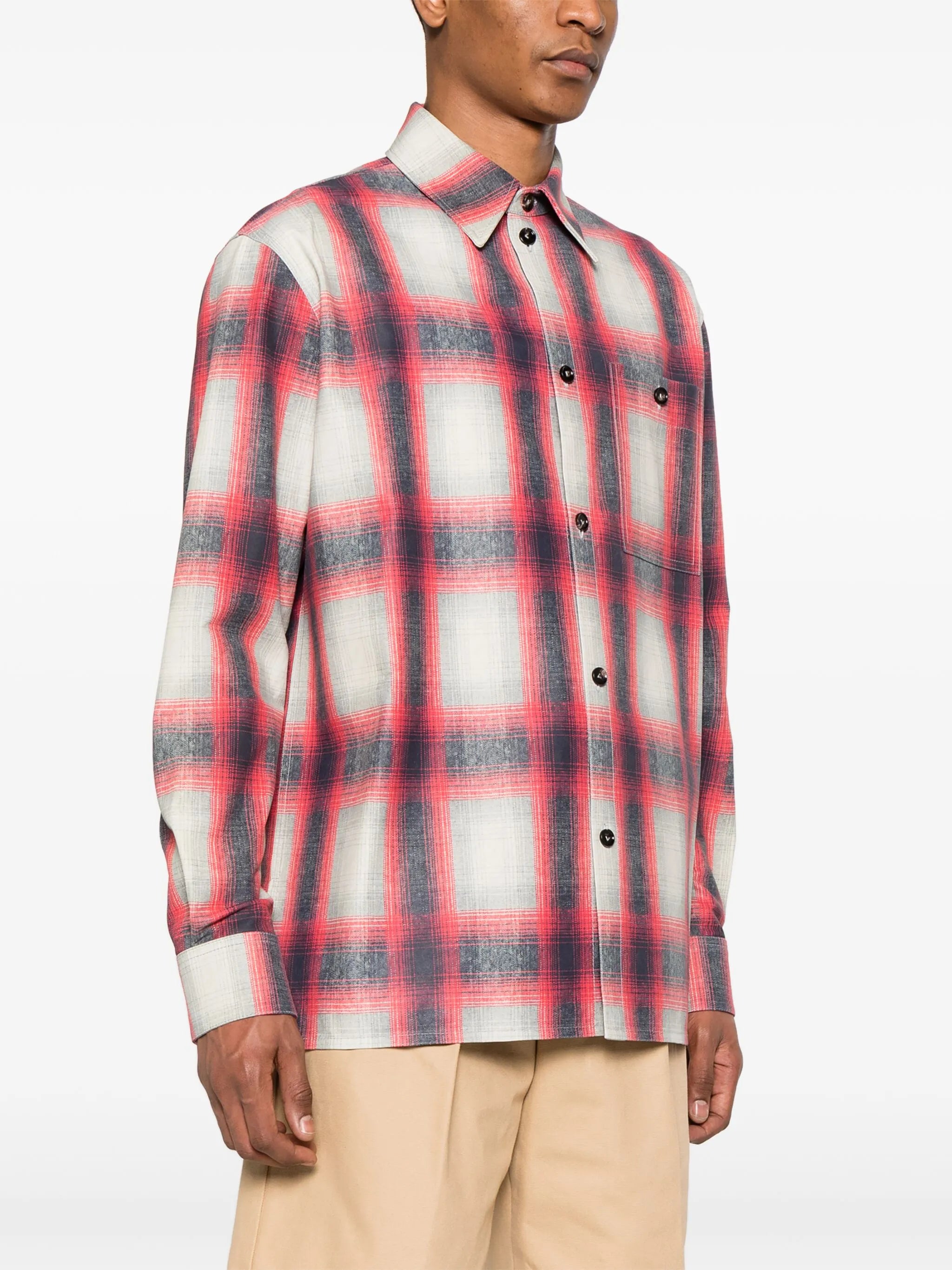 plaid-check nubuck shirt