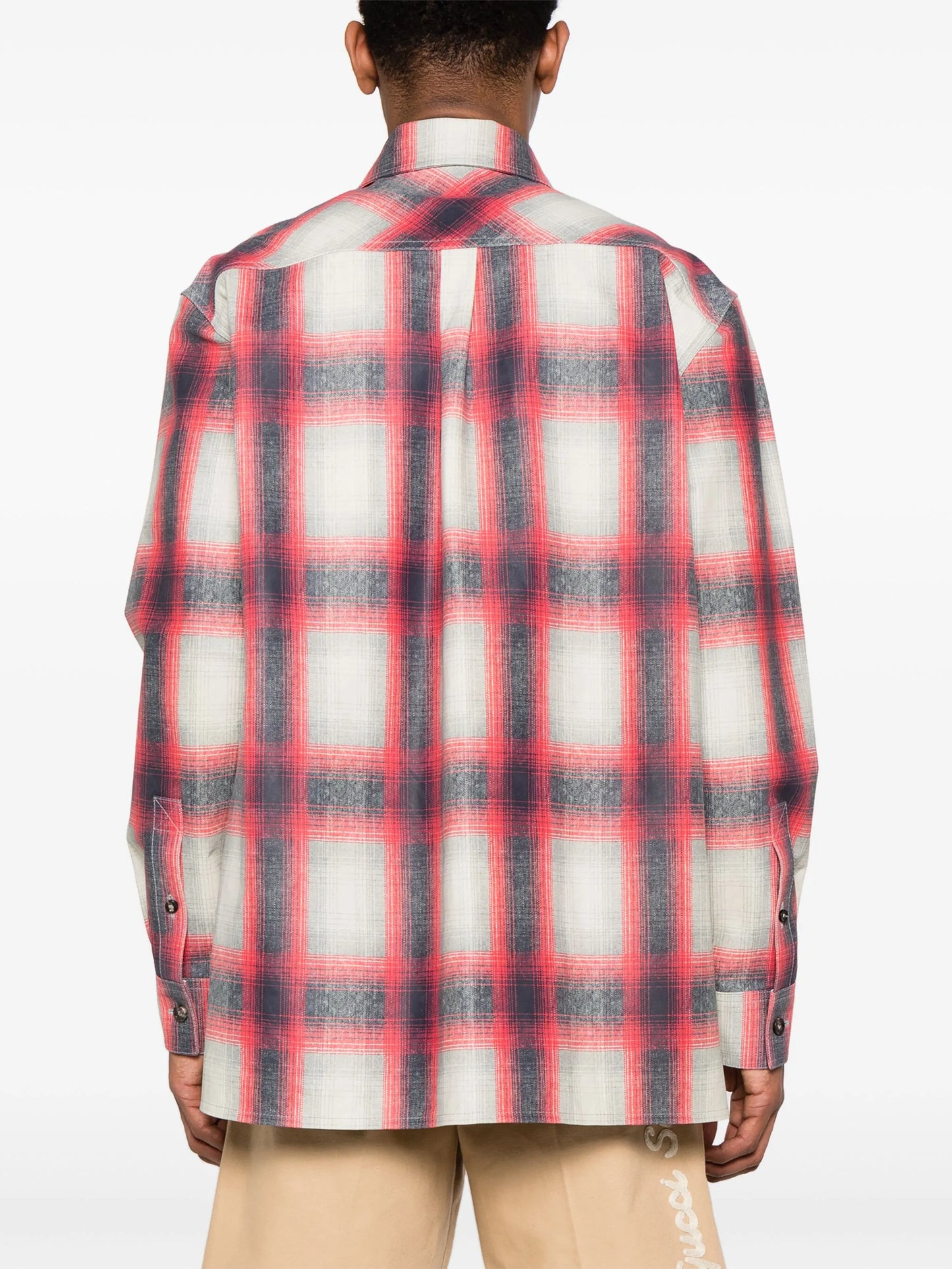 plaid-check nubuck shirt