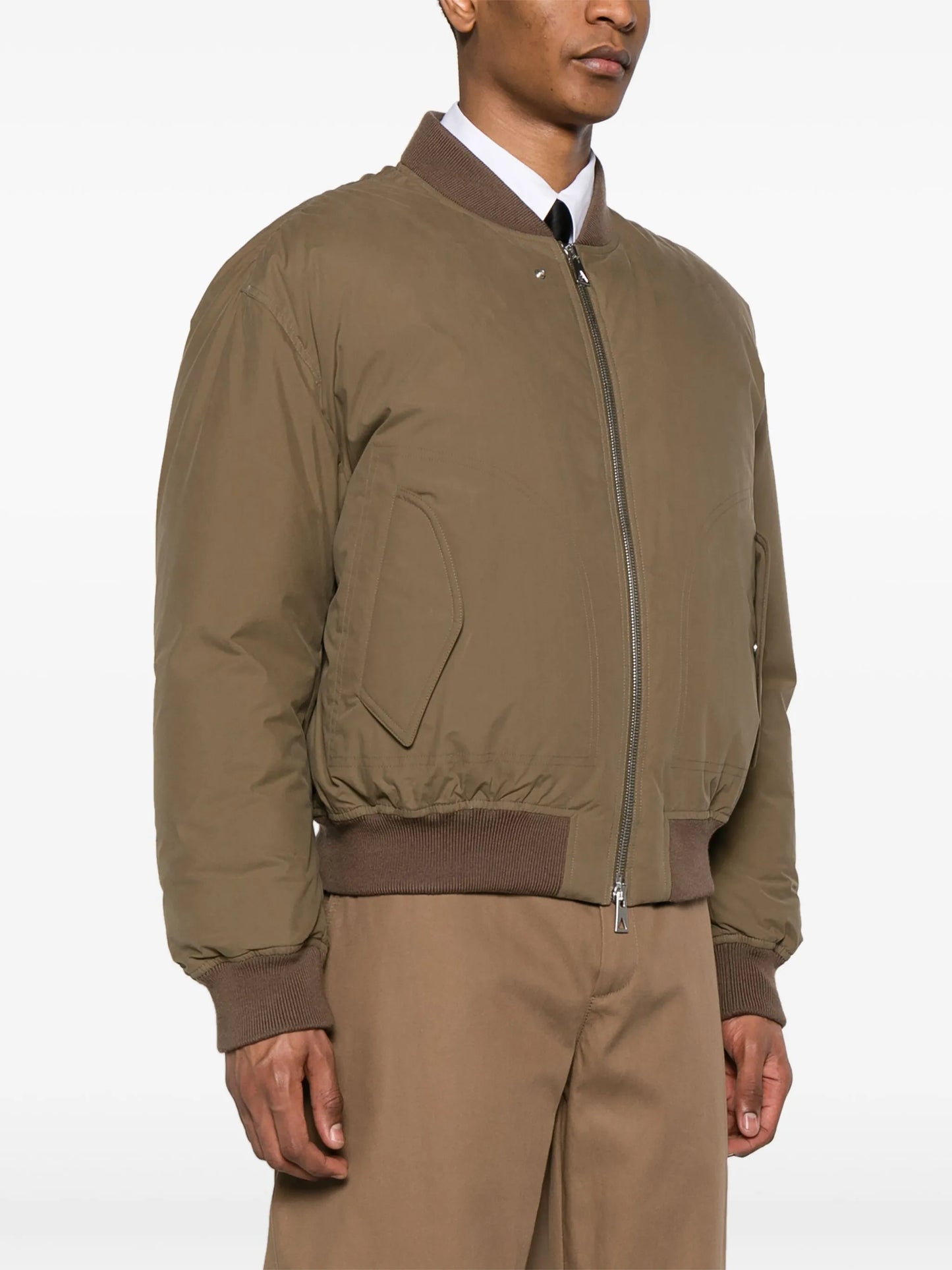 zip-up cotton bomber jacket