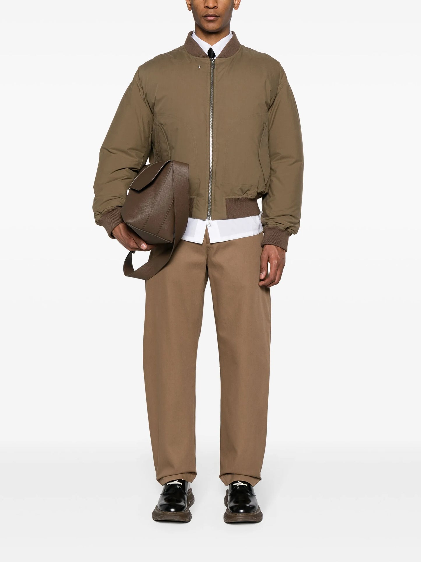 zip-up cotton bomber jacket
