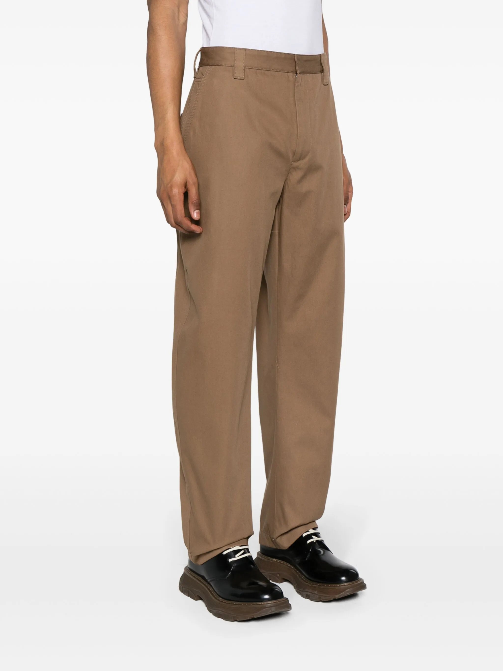 mid-rise tapered-leg trousers