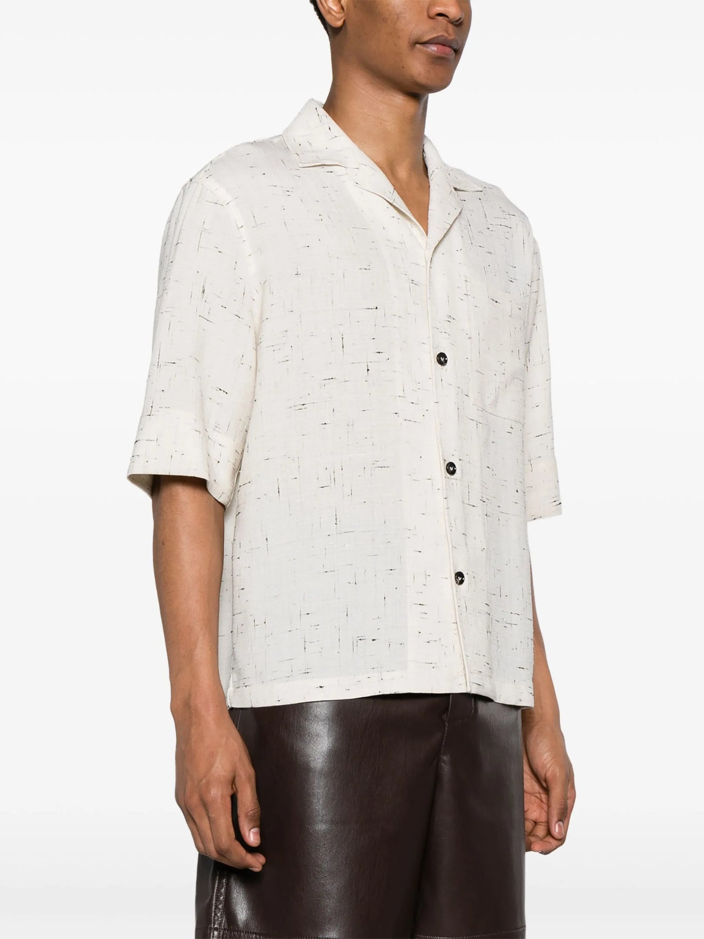 slub-texture camp-collar shirt