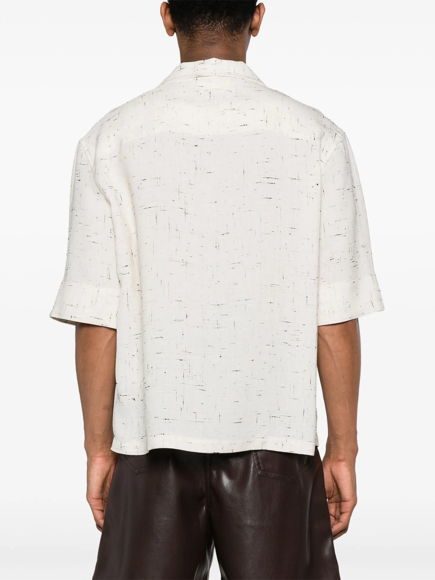 slub-texture camp-collar shirt