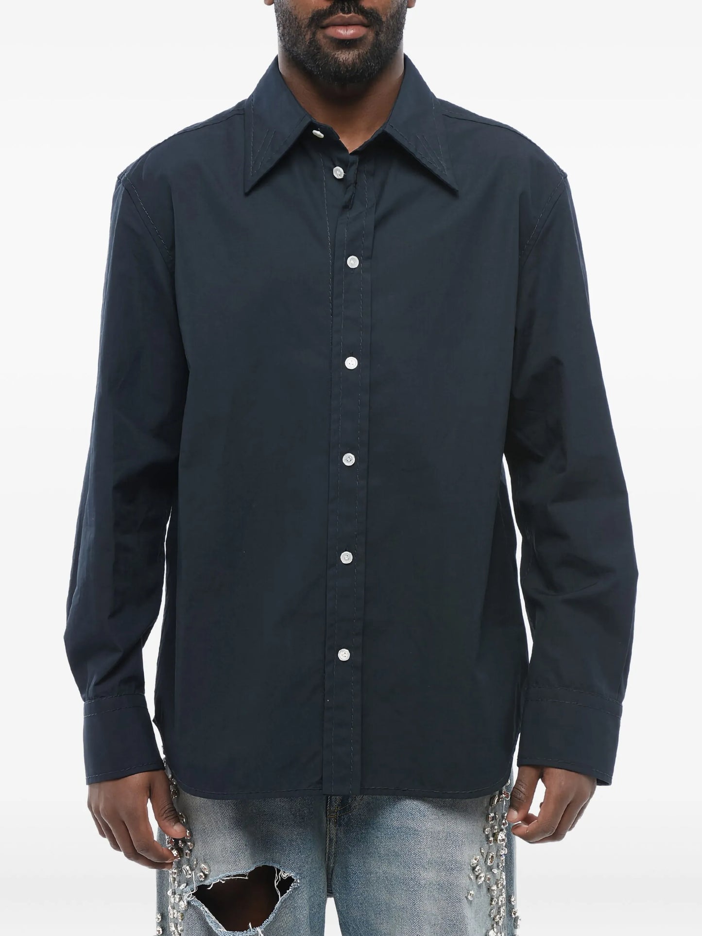 Compact button-up cotton shirt