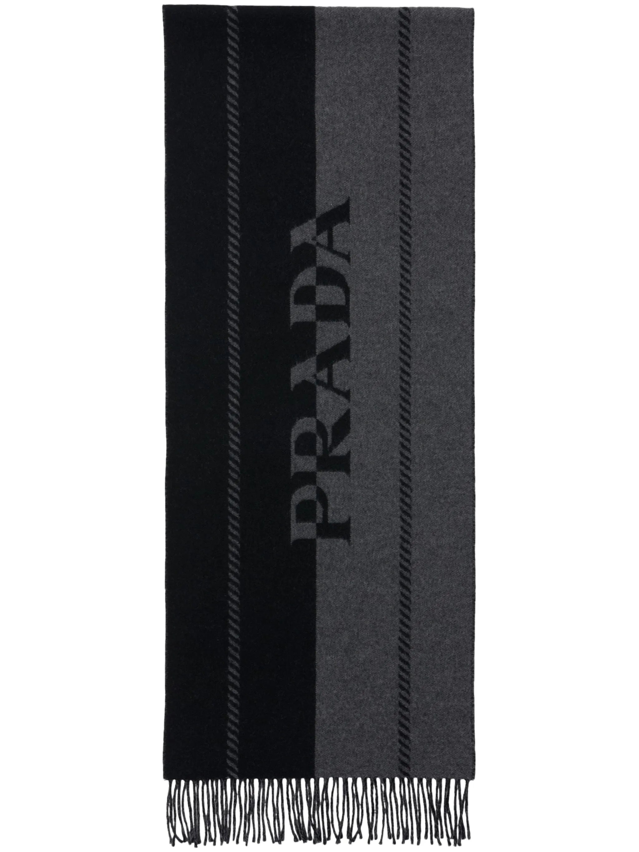 logo-jacquard wool scarf